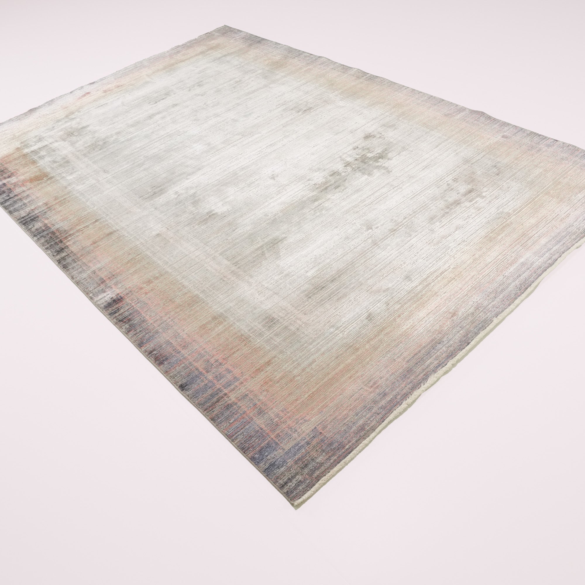 Frame Patterned Gray Viscose Rug