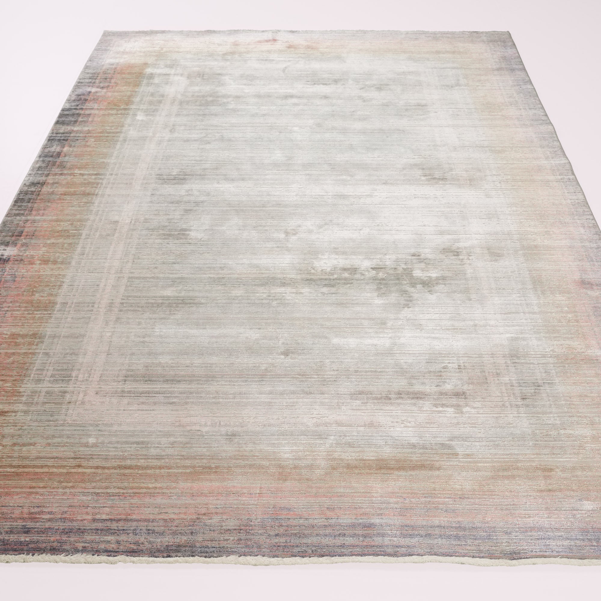 Frame Patterned Gray Viscose Rug