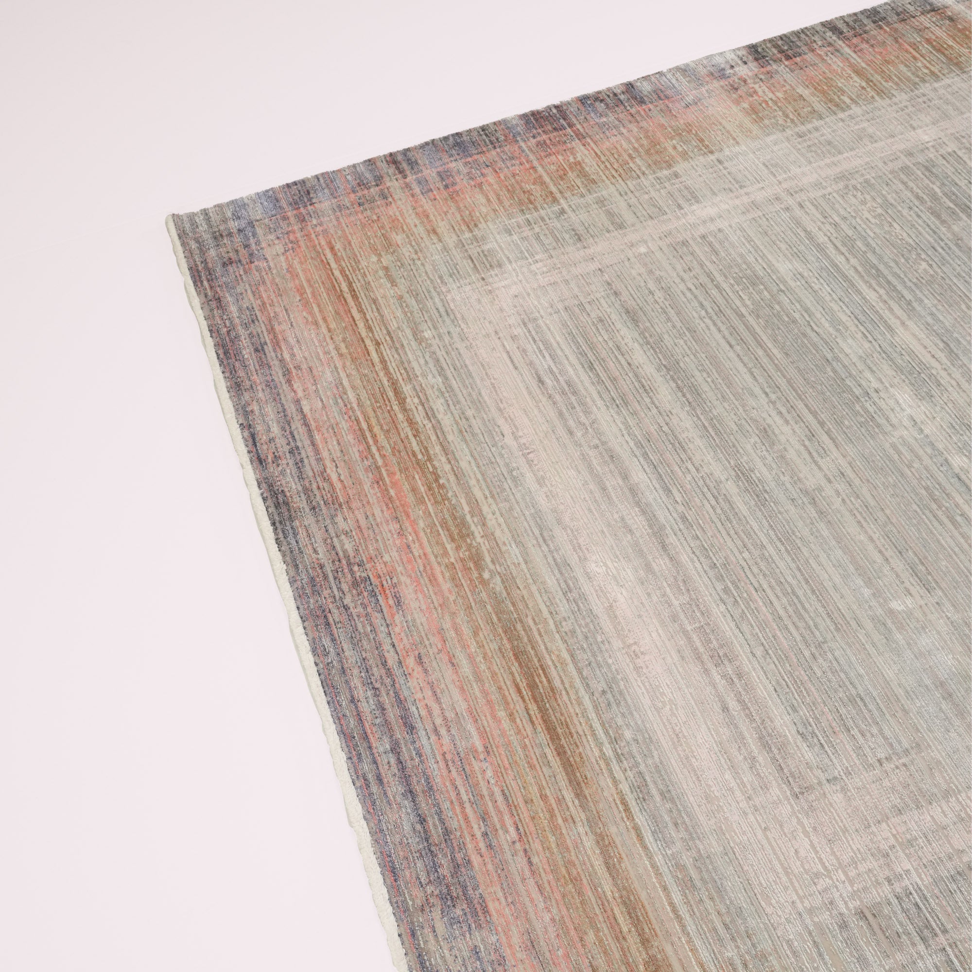 Frame Patterned Gray Viscose Rug