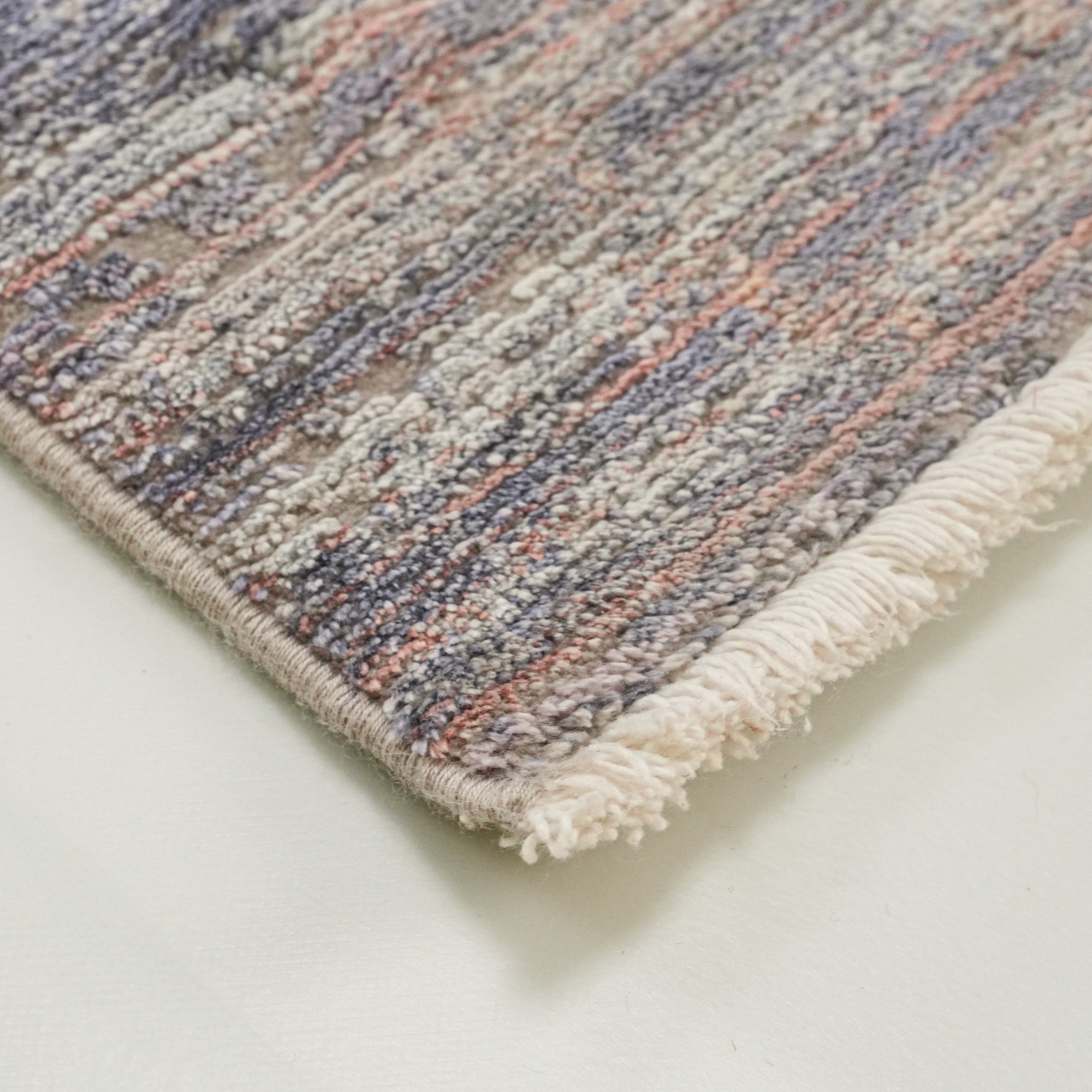 Frame Patterned Gray Viscose Rug