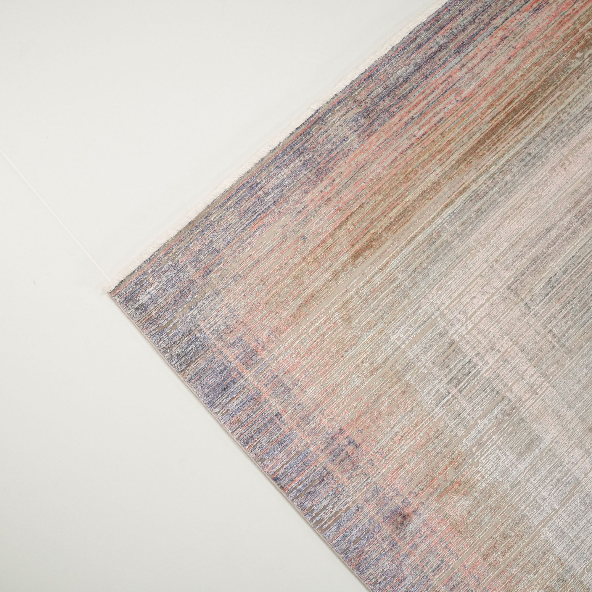 Frame Patterned Gray Viscose Rug