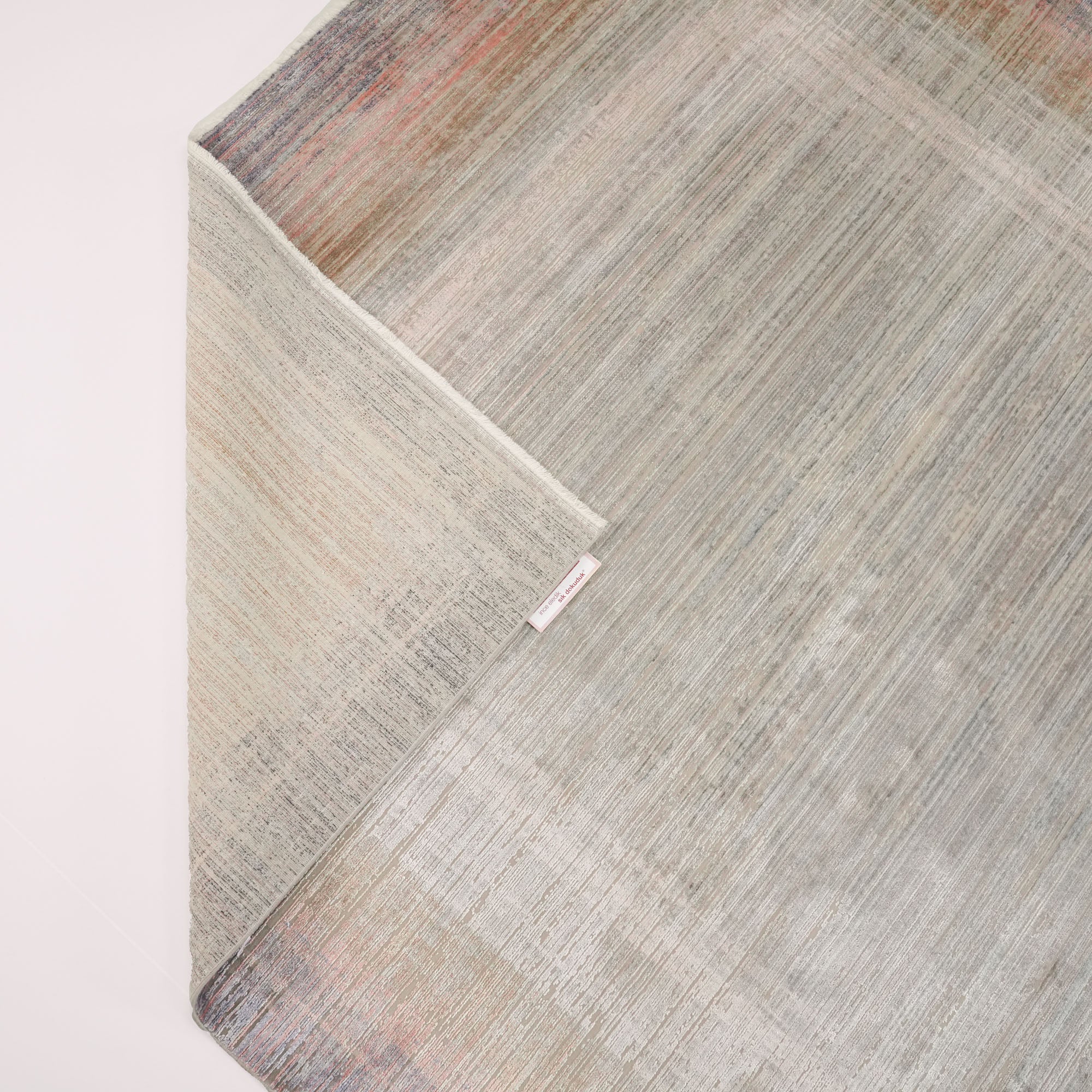 Frame Patterned Gray Viscose Rug