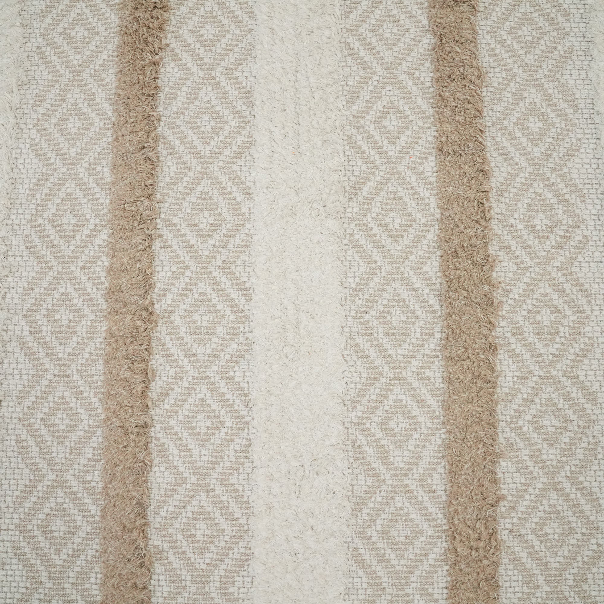 Dublin Series Stripe Patterned Cream Cotton Carpet