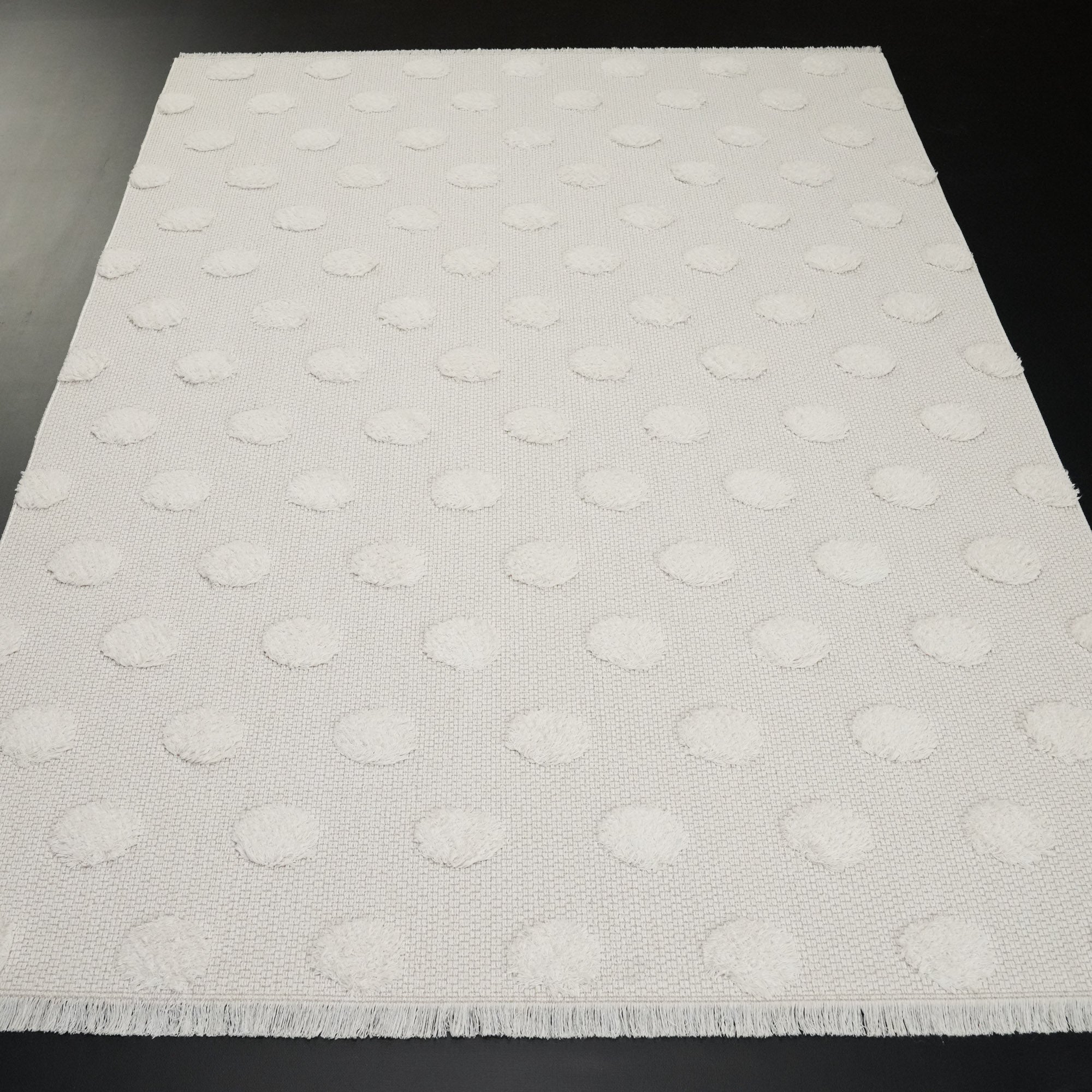 Dublin Series Geometric Patterned White Cotton Carpet