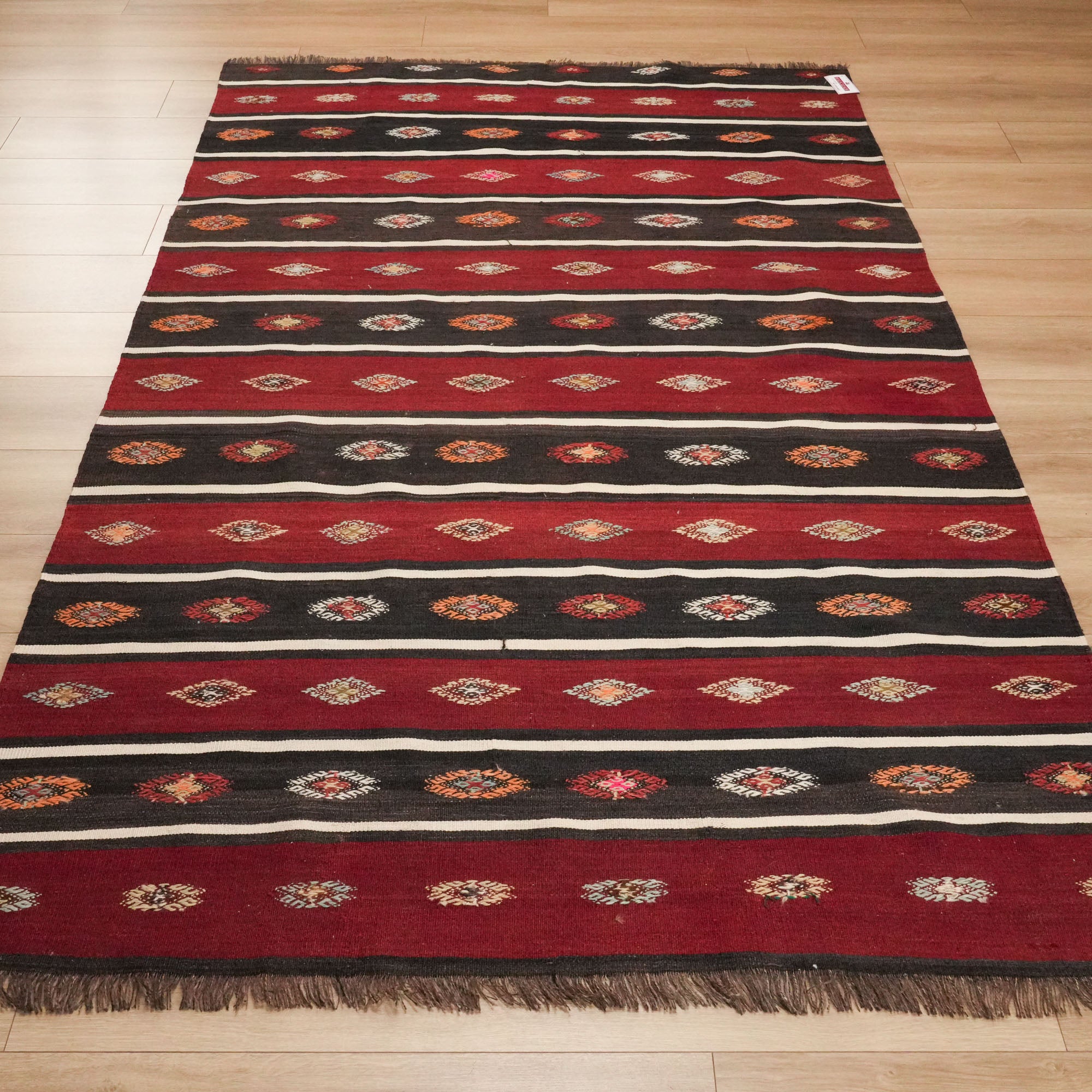 Hand Woven Anatolian Patterned Burgundy Sivas Rug