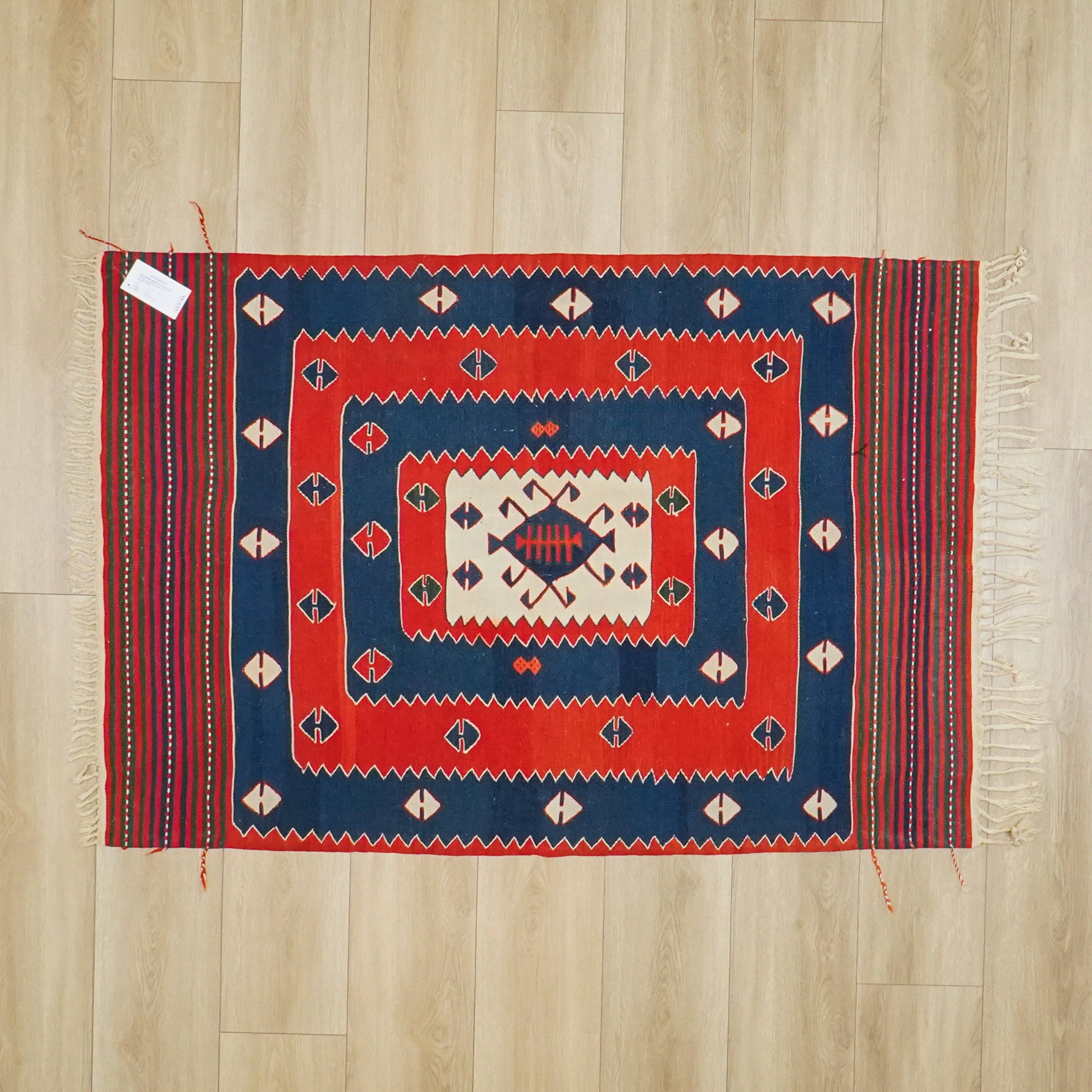 Hand Woven Anatolian Patterned Red Balıkesir Rug