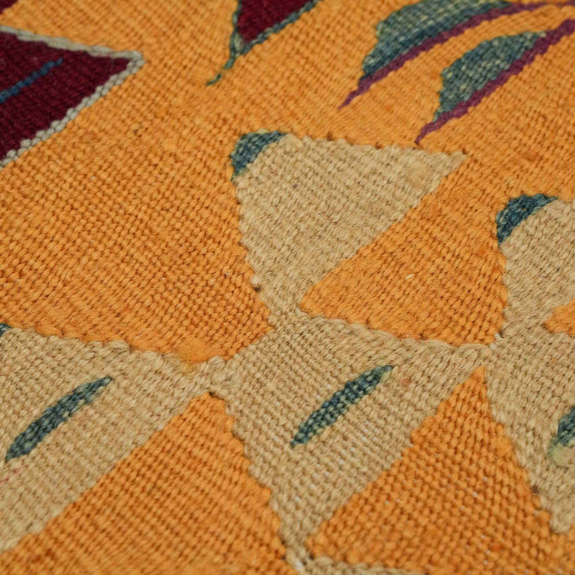 Hand Woven Anatolian Patterned Root Dyed Colorful Uşak Rug