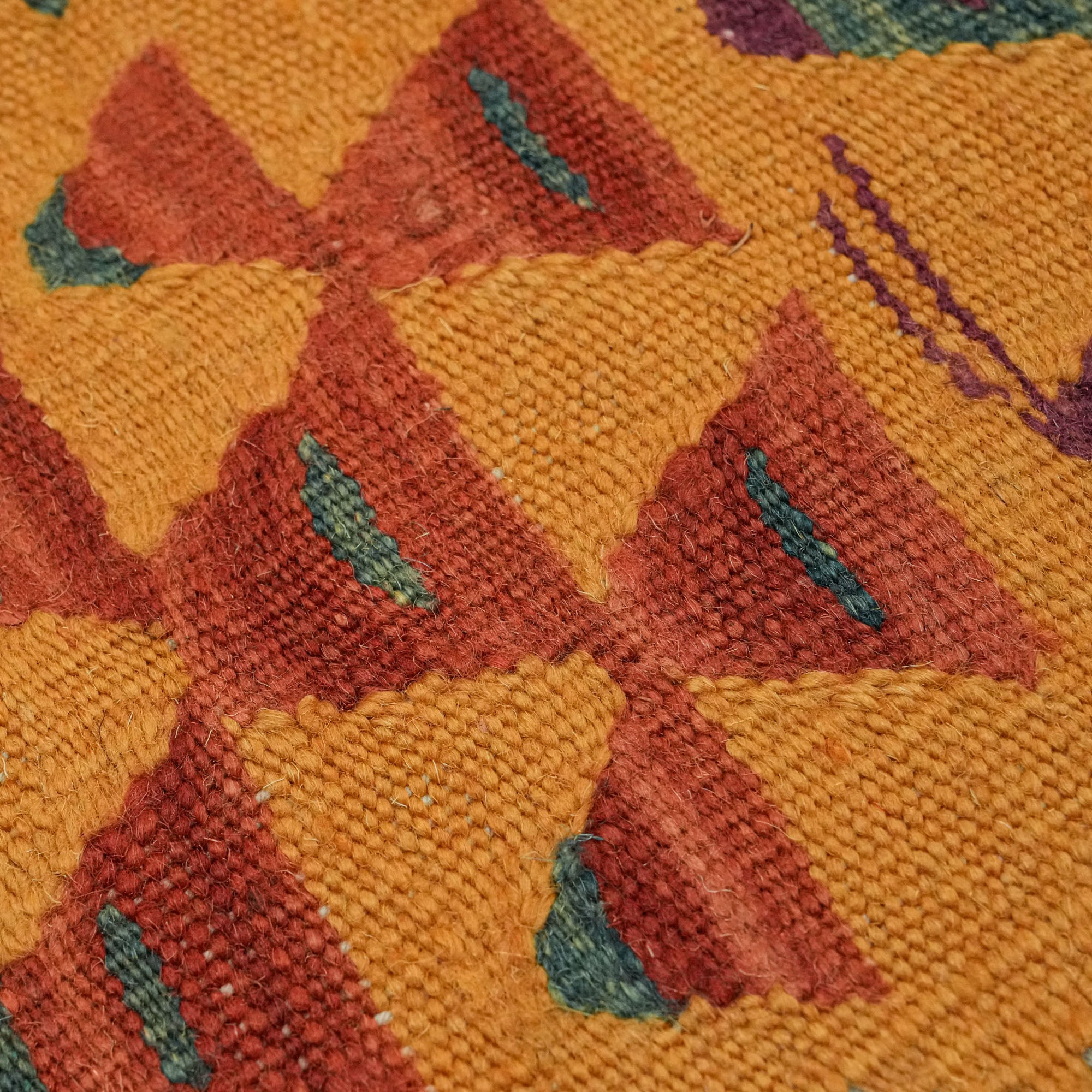 Hand Woven Anatolian Patterned Root Dyed Colorful Uşak Rug