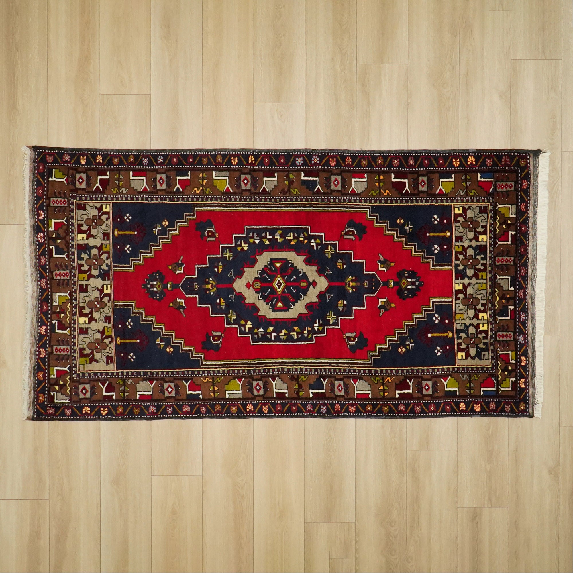 Hand-Woven Anatolian Patterned Colorful Çamardı Carpet