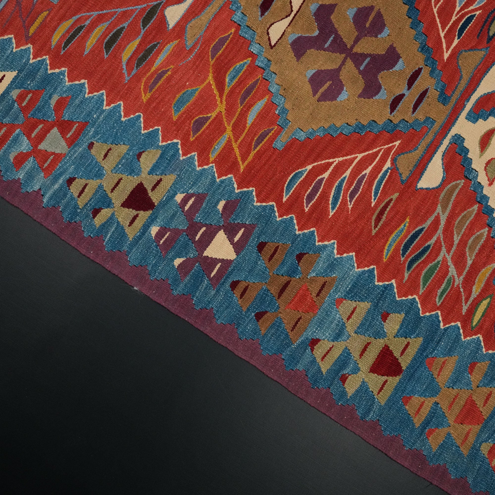 Hand Woven Anatolian Patterned Colorful Root Dyed Uşak Rug