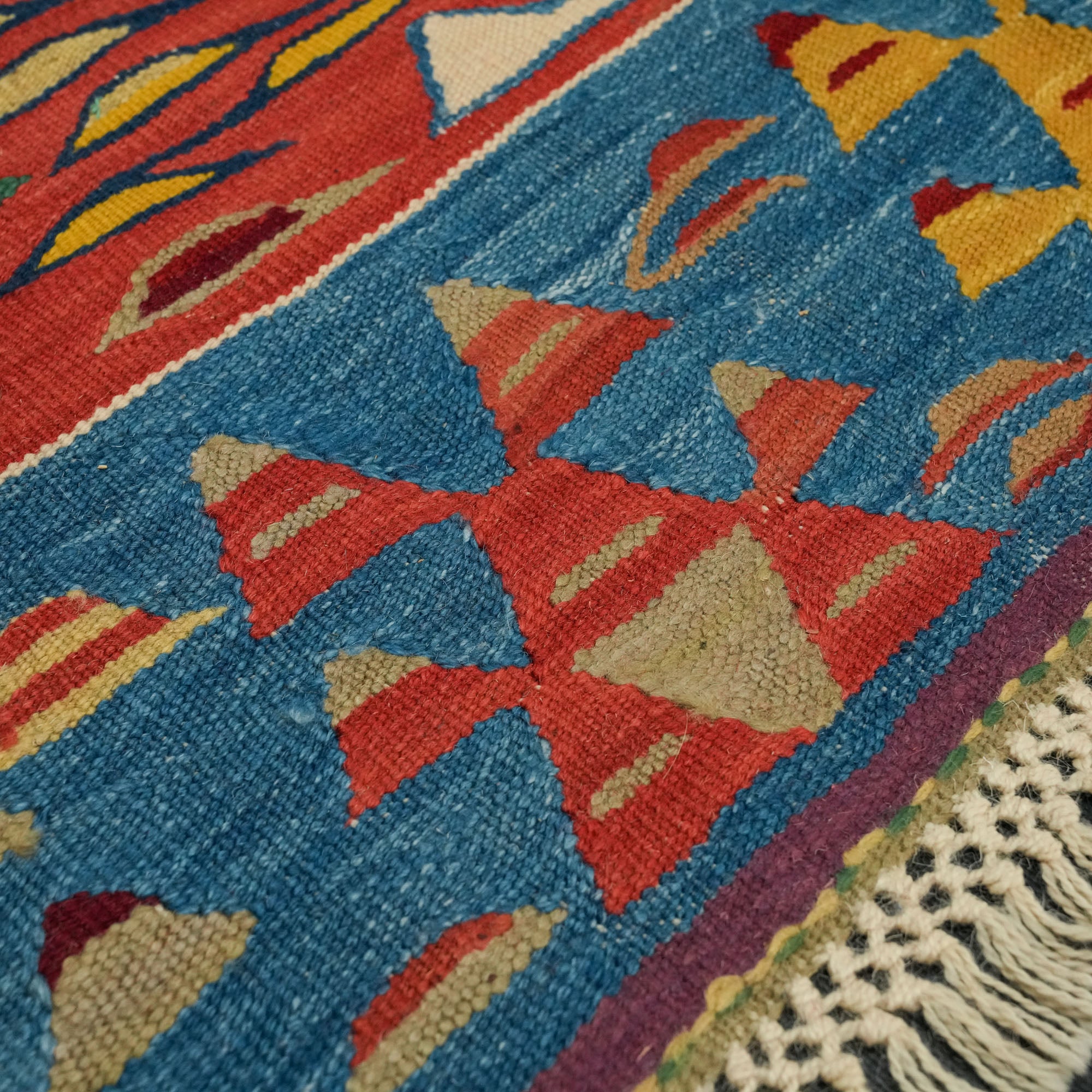 Hand Woven Anatolian Patterned Colorful Root Dyed Uşak Rug