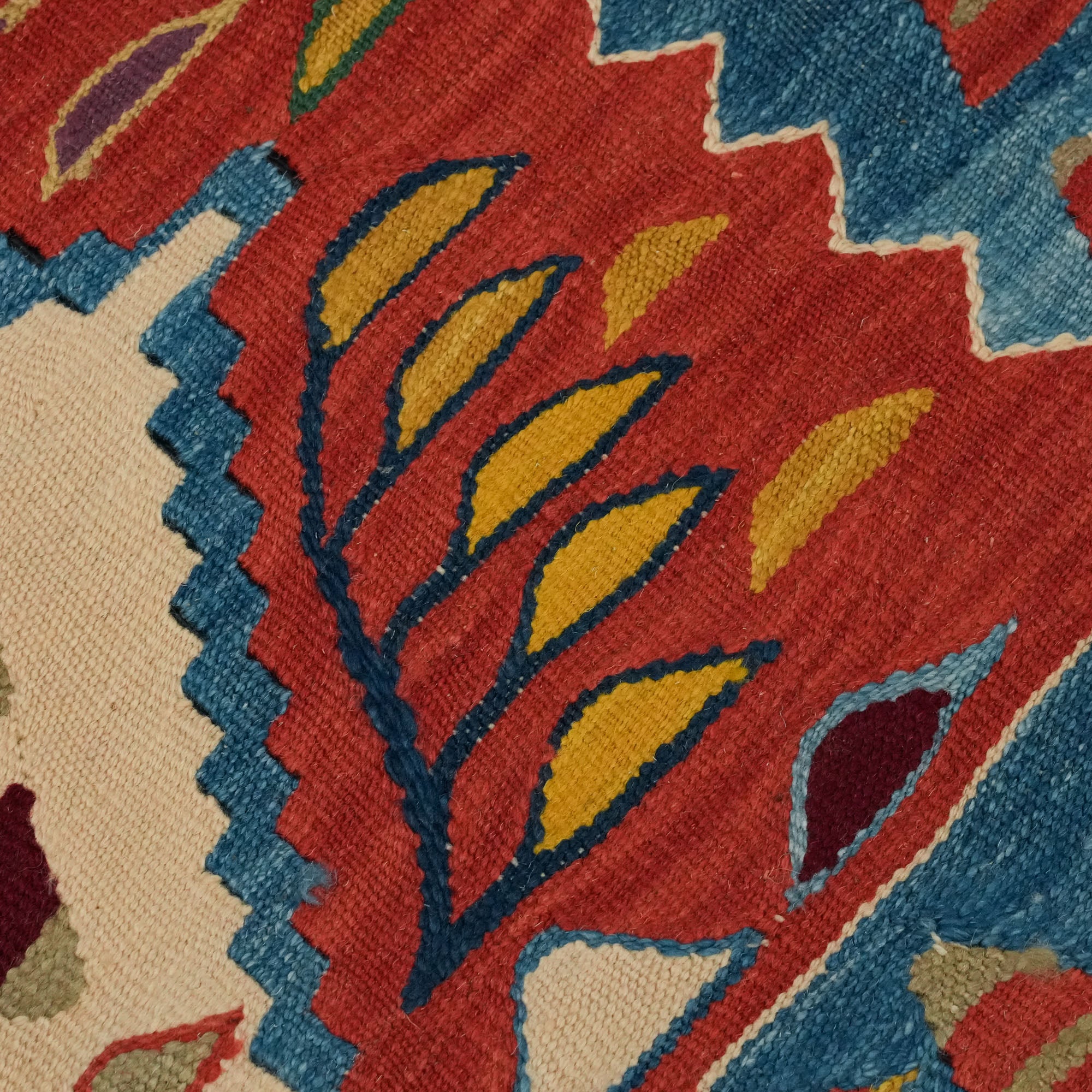 Hand Woven Anatolian Patterned Colorful Root Dyed Uşak Rug