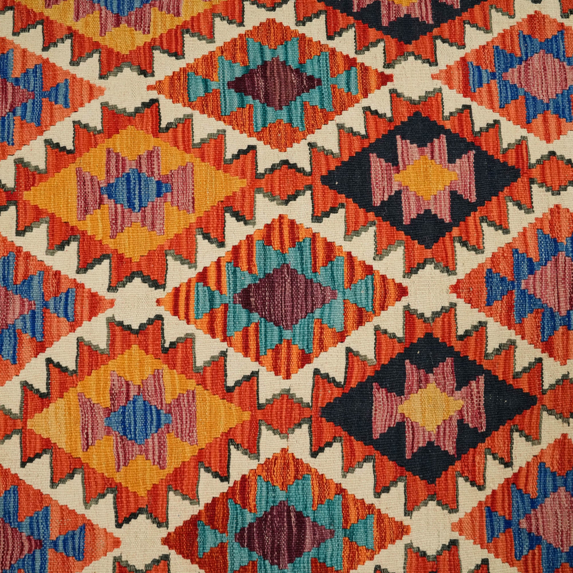 Hand Woven Anatolian Patterned Wool Colorful Rug