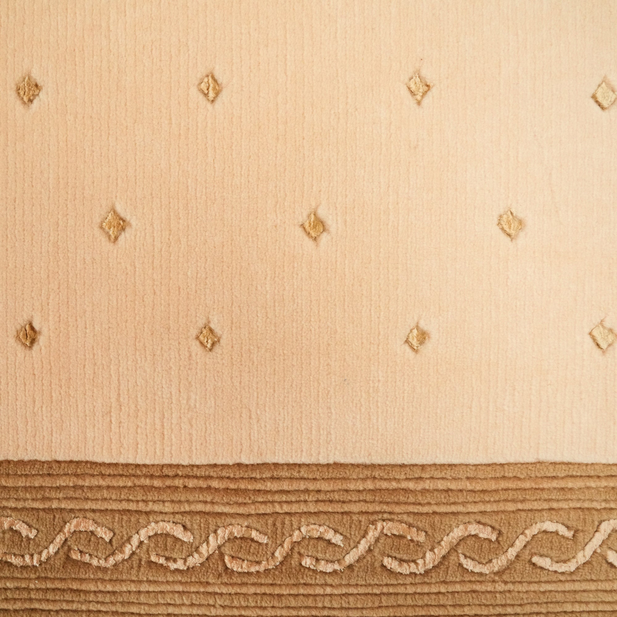 Hand Woven Frame Patterned Cream Wool Carpet