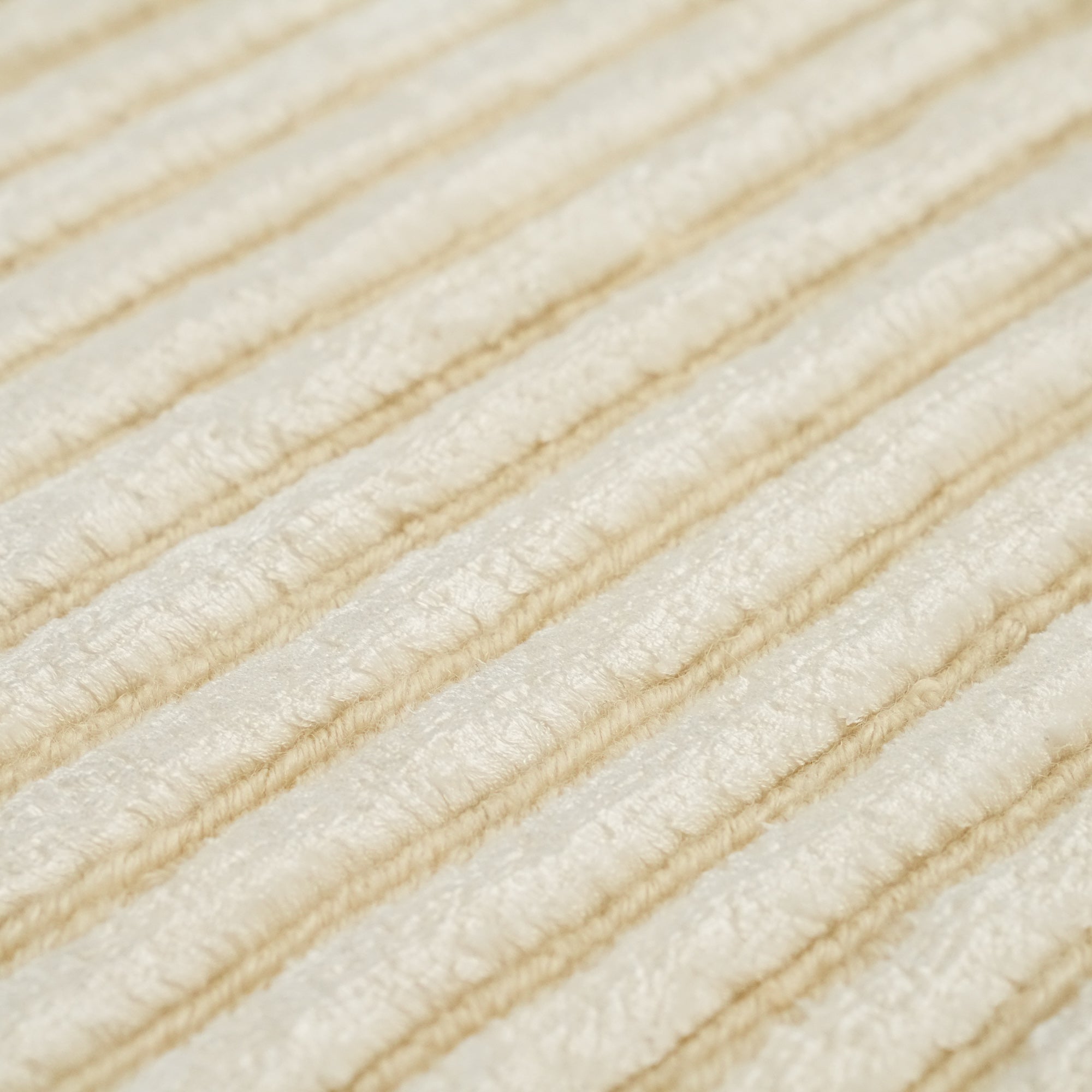 Hand-Woven Stripe Patterned White Bamboo Carpet