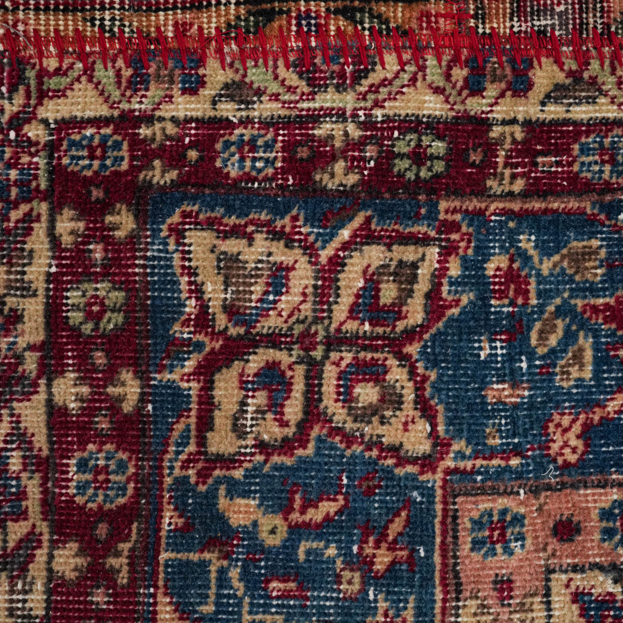 Handwoven Patchwork Patterned Wool Red Ethnic Rug