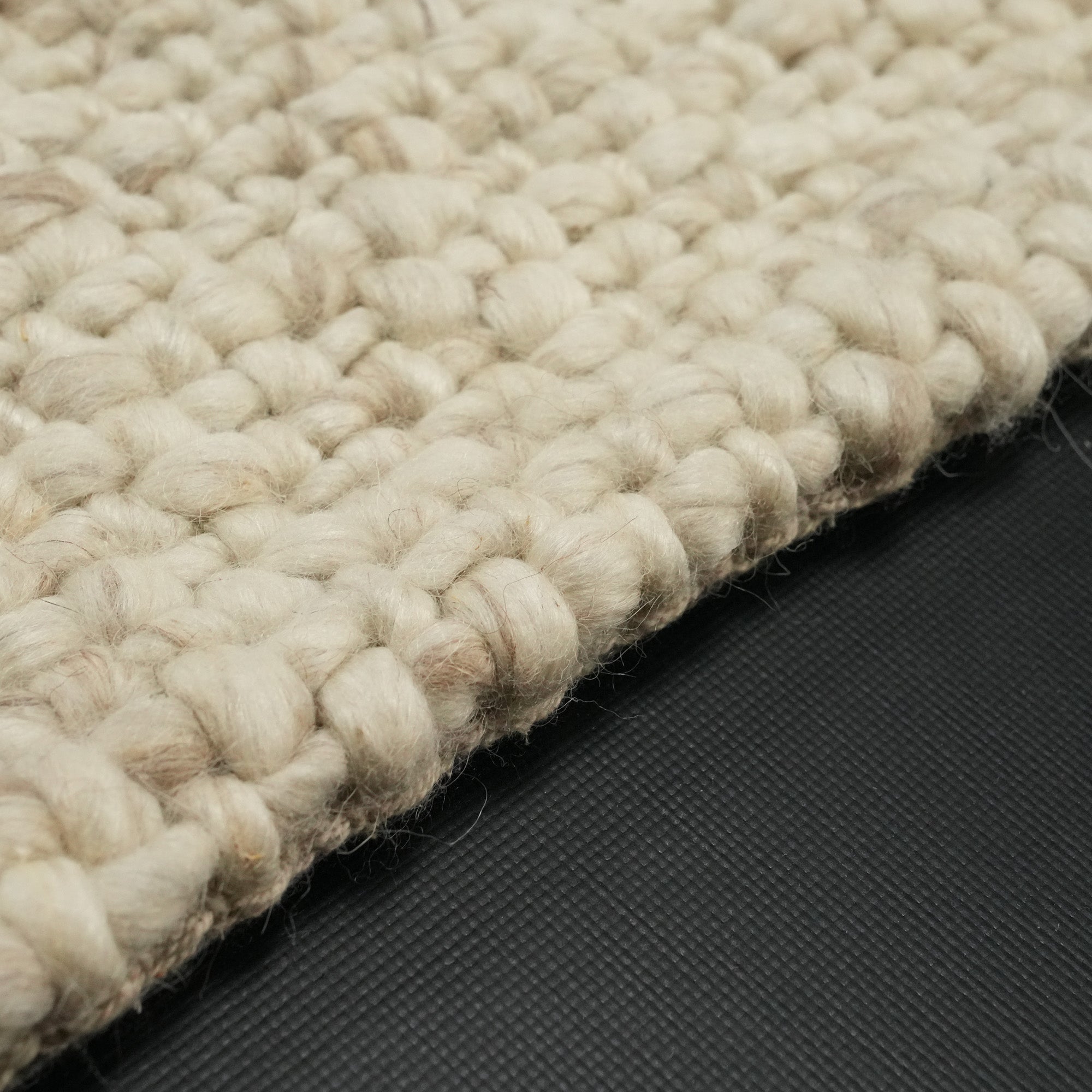 Hand Woven Plain Patterned White Wool Carpet