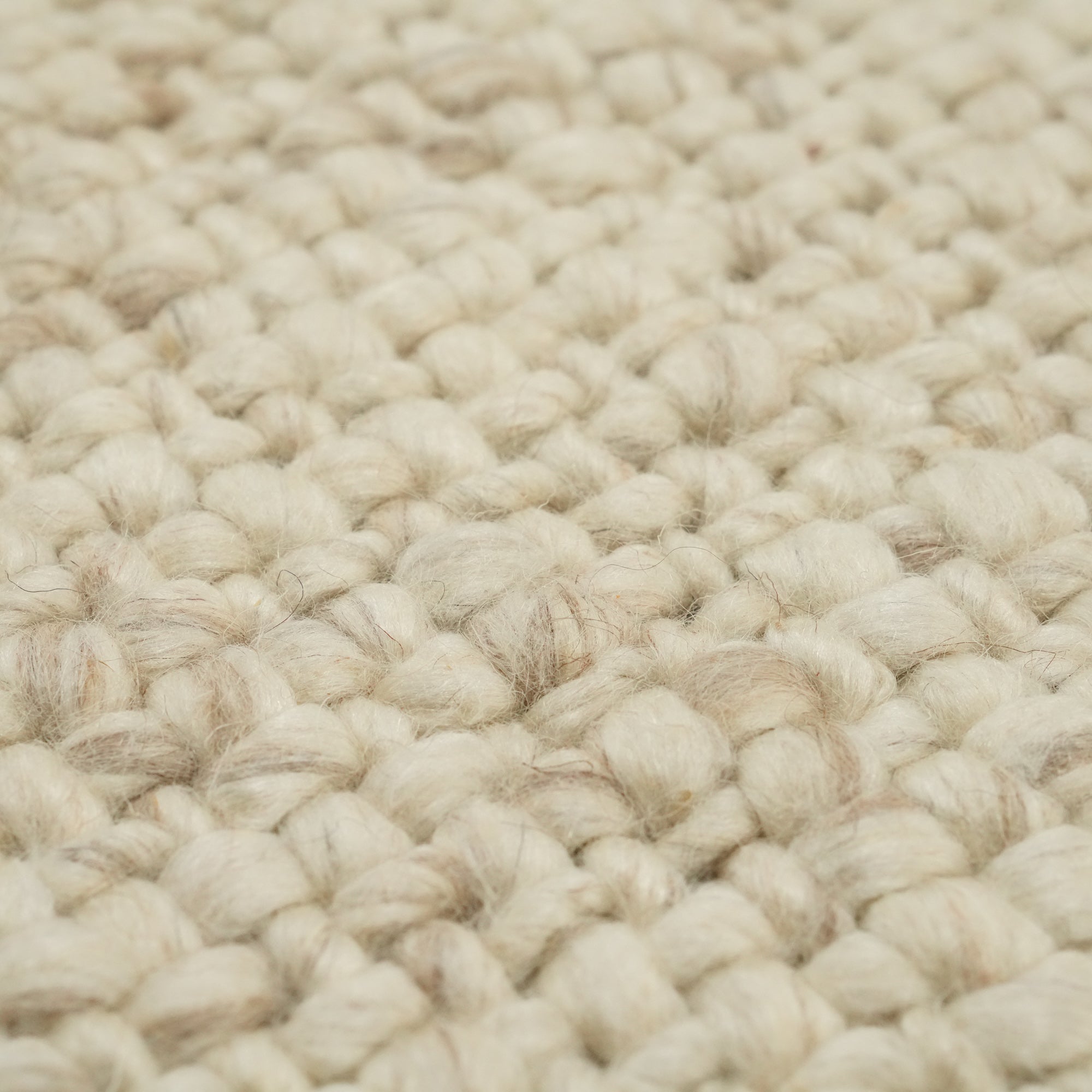 Hand Woven Plain Patterned White Wool Carpet