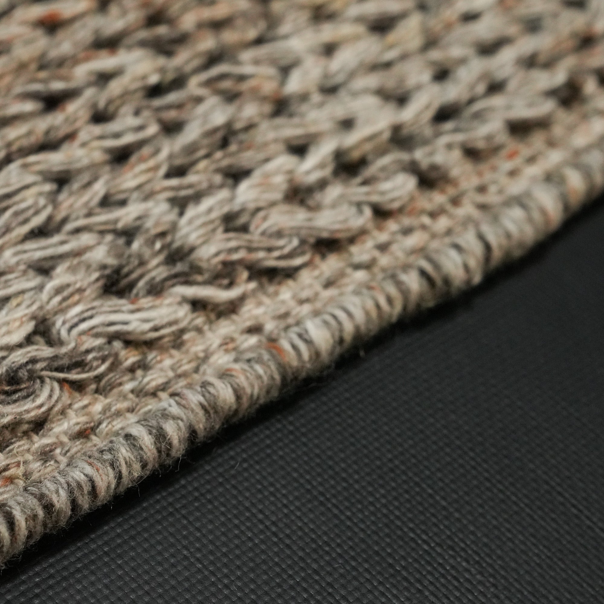 Hand Woven Frame Patterned Beige Wool Carpet