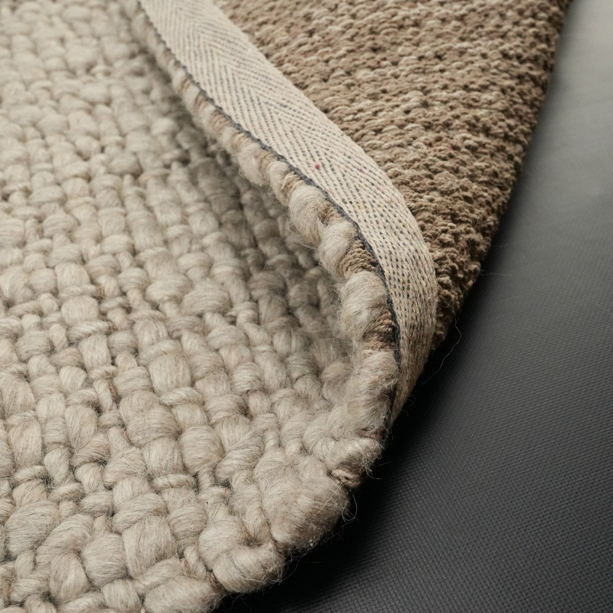 Hand Woven Wool Plain Patterned Gray Carpet