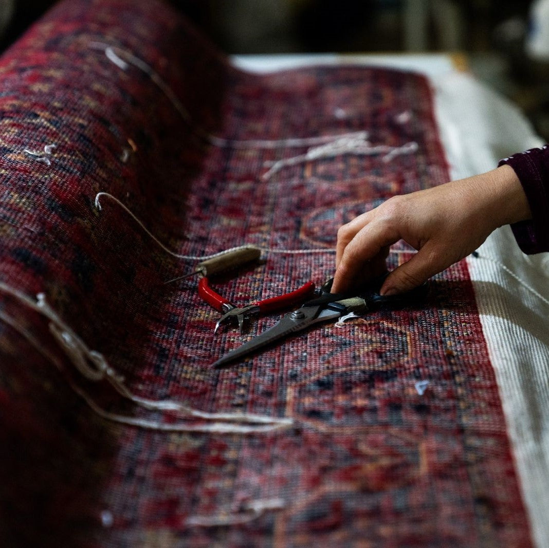 Nostalgia Series Afghan Turkmen Patterned Bamboo Special Loom Carpet