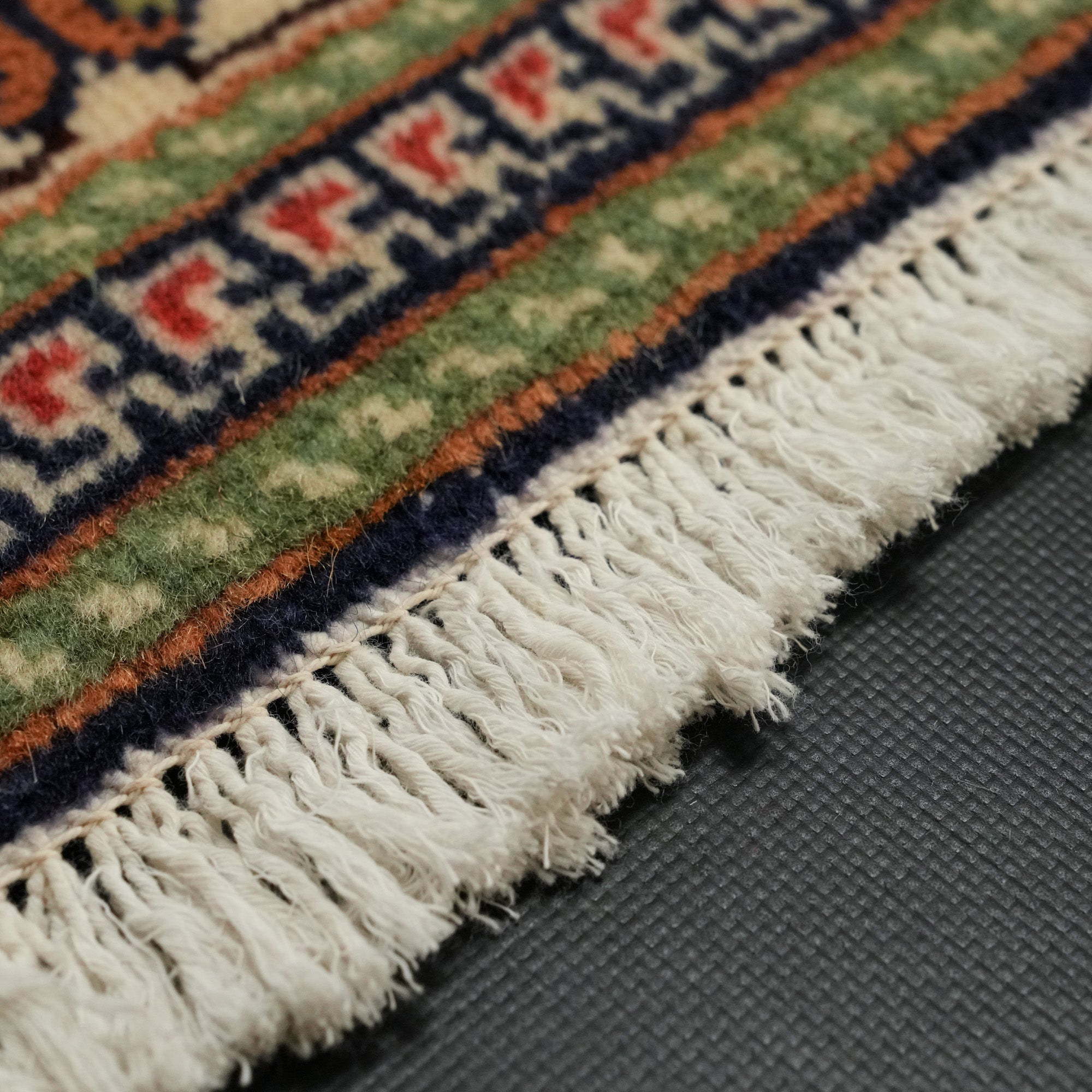 Second Hand Bünyan Patterned Hand Woven Dark Blue Wool Carpet