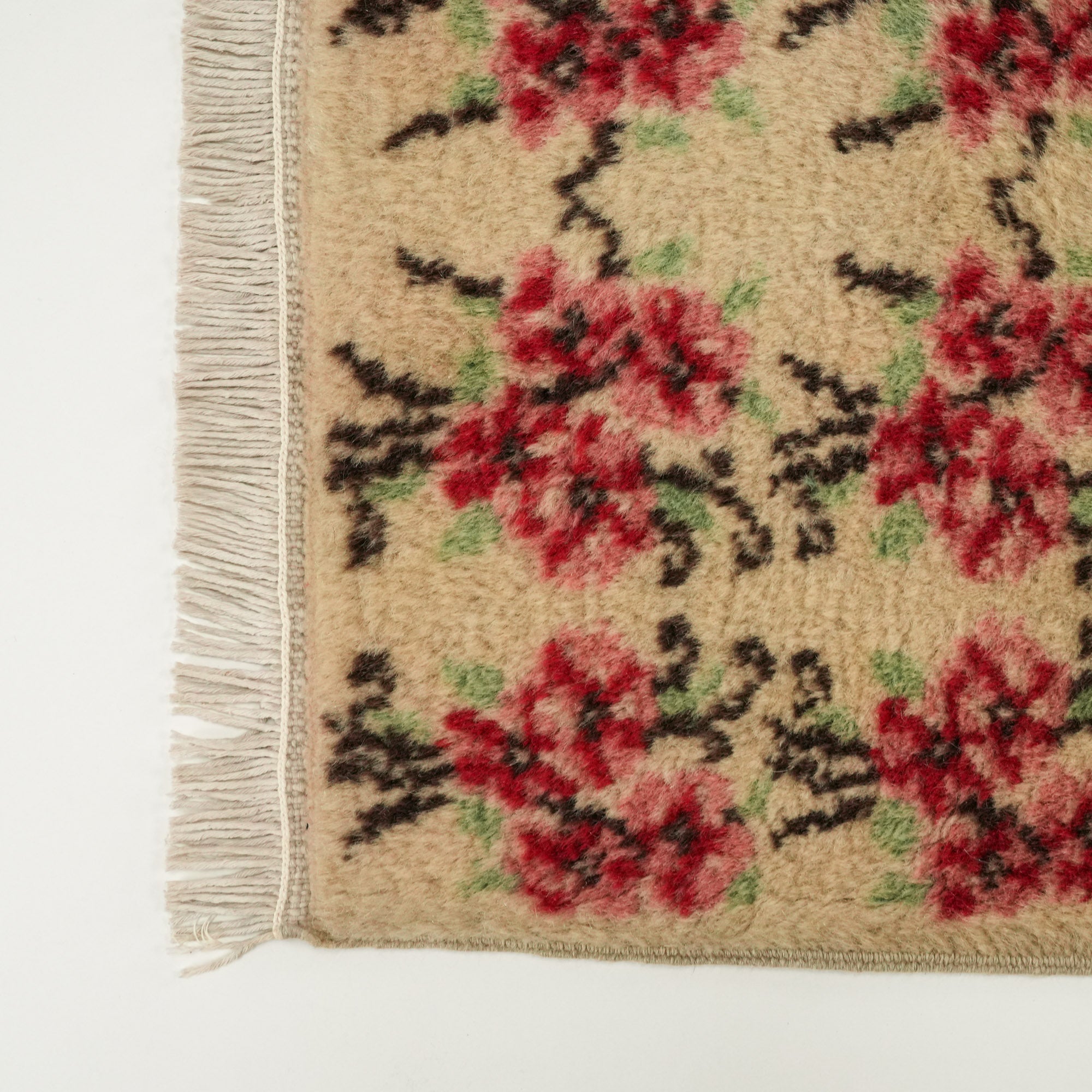 Second Hand Floral Patterned Red Hand Woven Cotton Wool Isparta Carpet