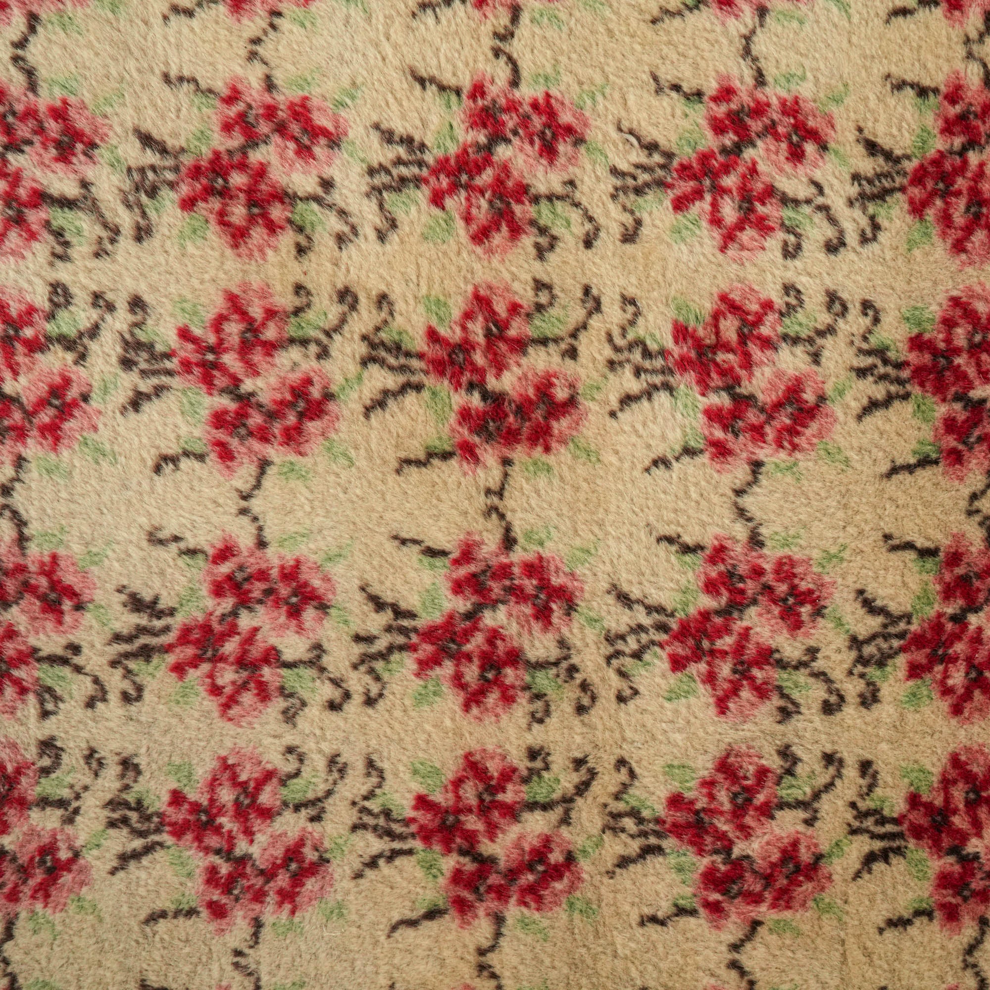 Second Hand Floral Patterned Red Hand Woven Cotton Wool Isparta Carpet