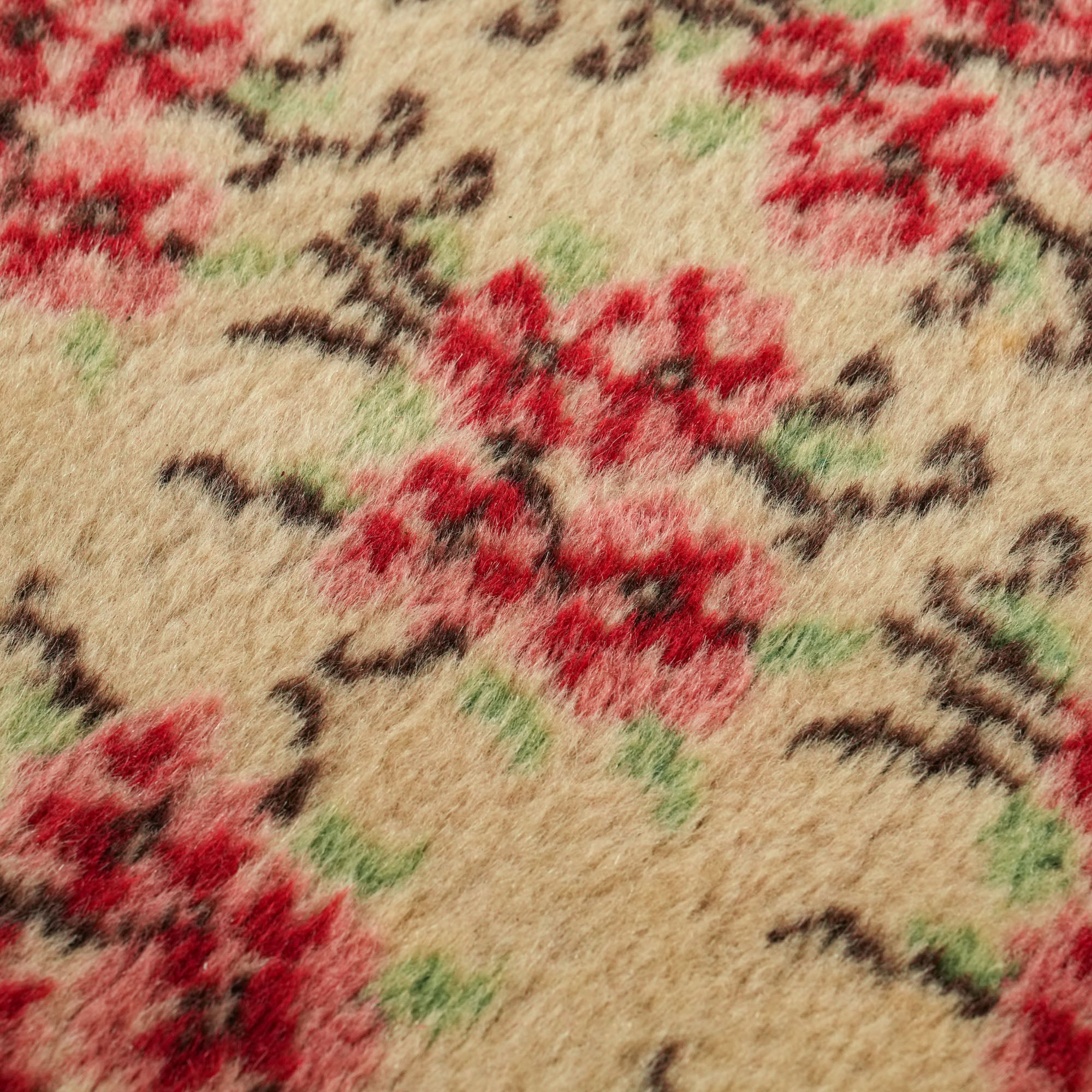 Second Hand Floral Patterned Red Hand Woven Cotton Wool Isparta Carpet