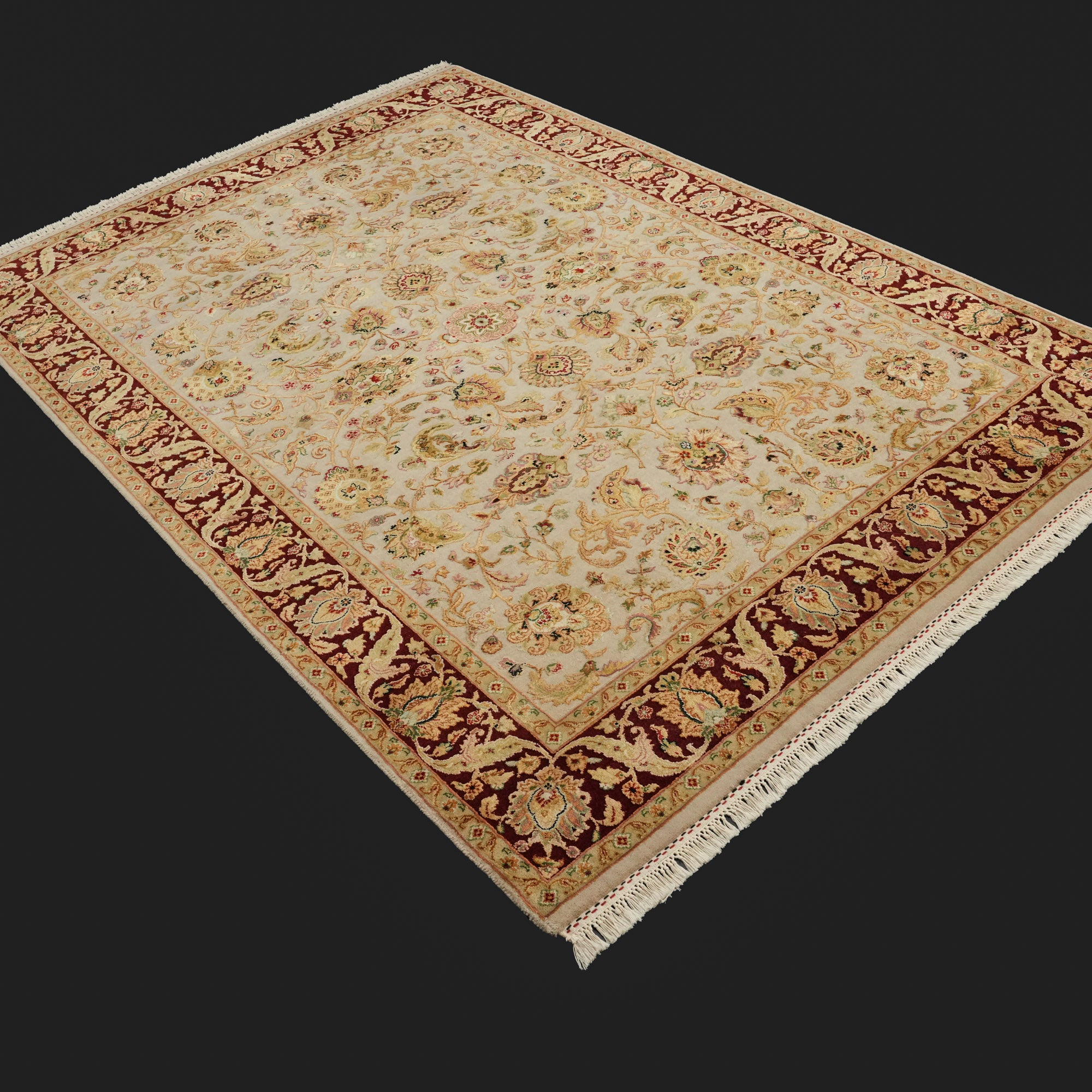 Jaipur Series Hand-Woven Silk Uşak Patterned Gray Carpet