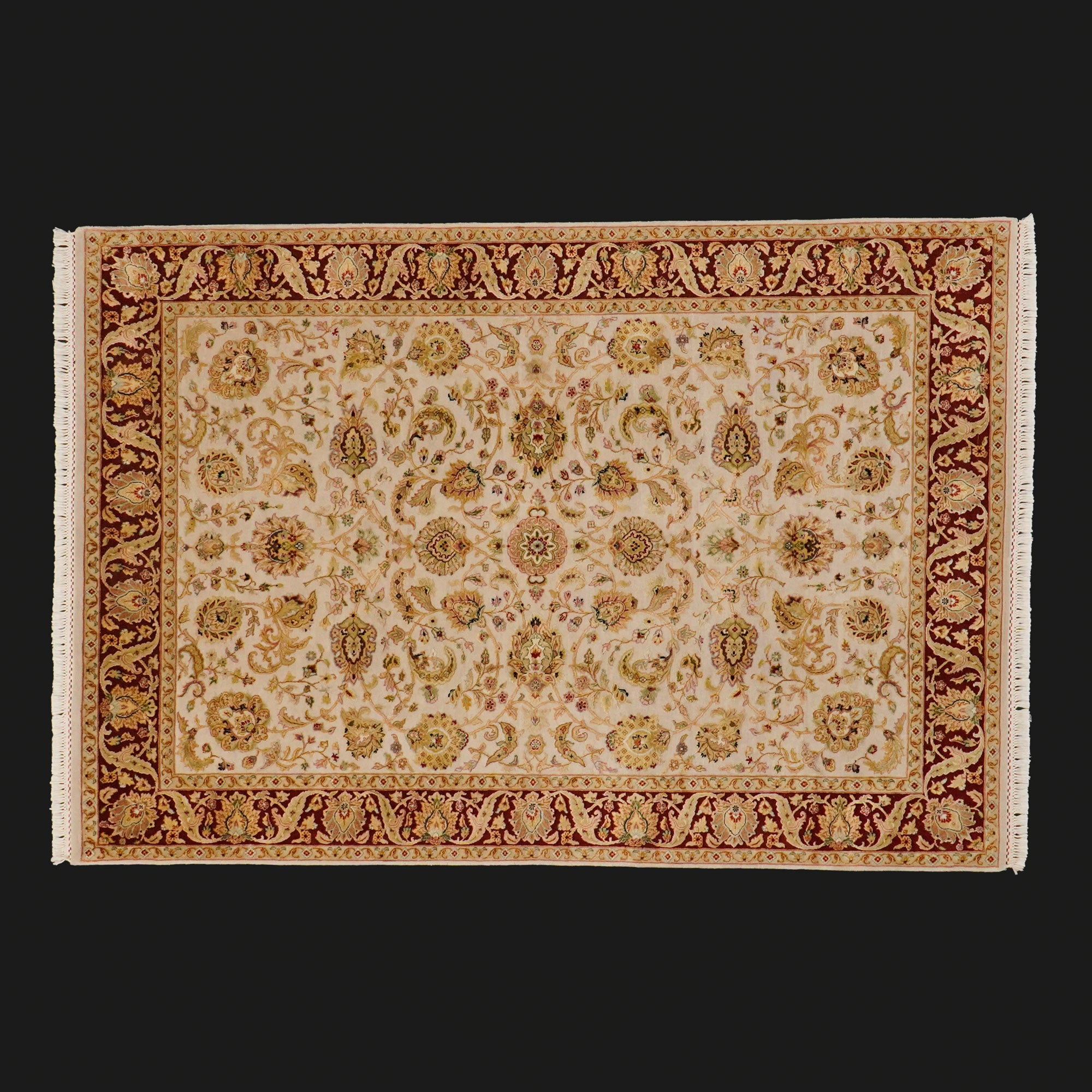 Jaipur Series Hand-Woven Silk Uşak Patterned Gray Carpet