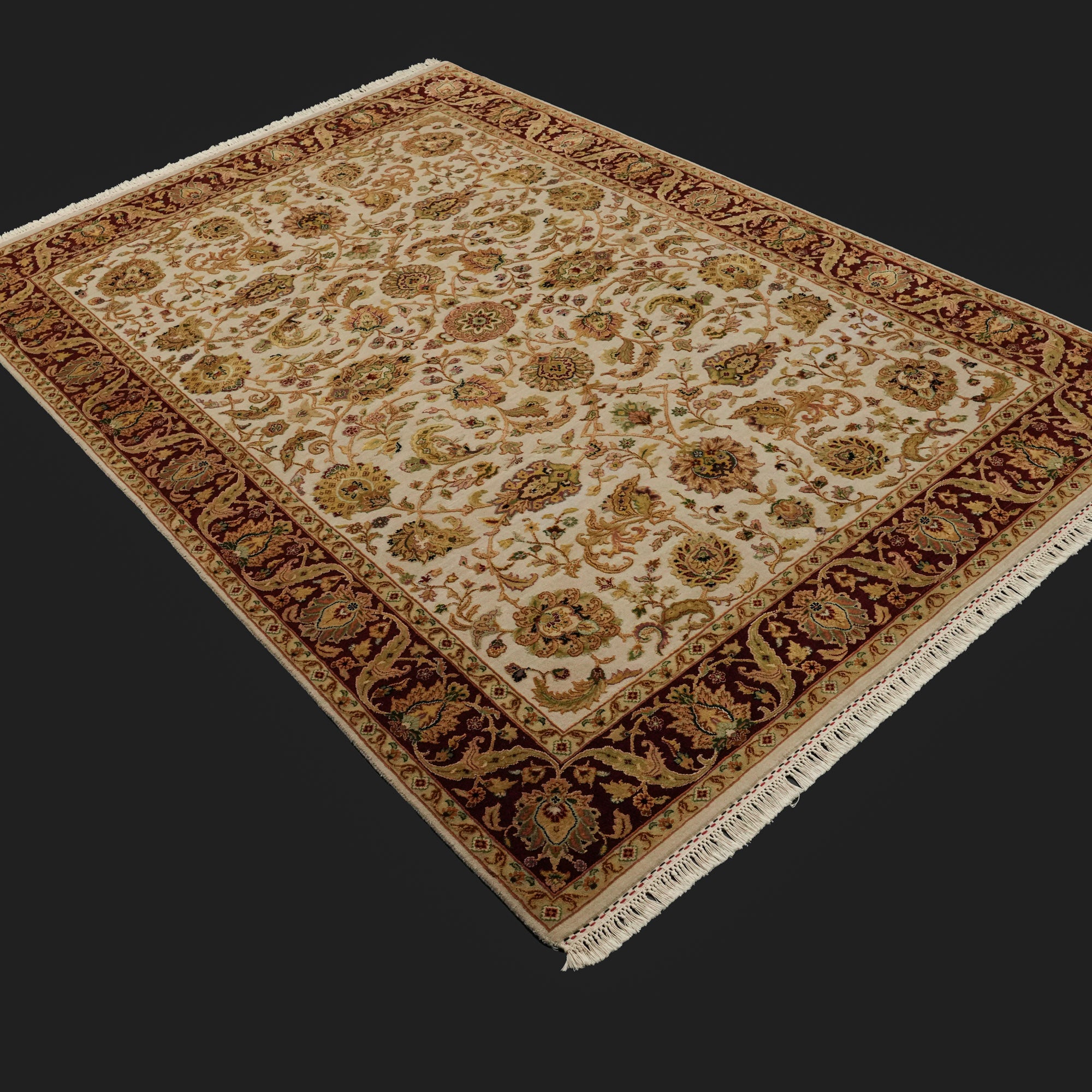 Jaipur Series Hand-Woven Silk Uşak Patterned Gray Carpet