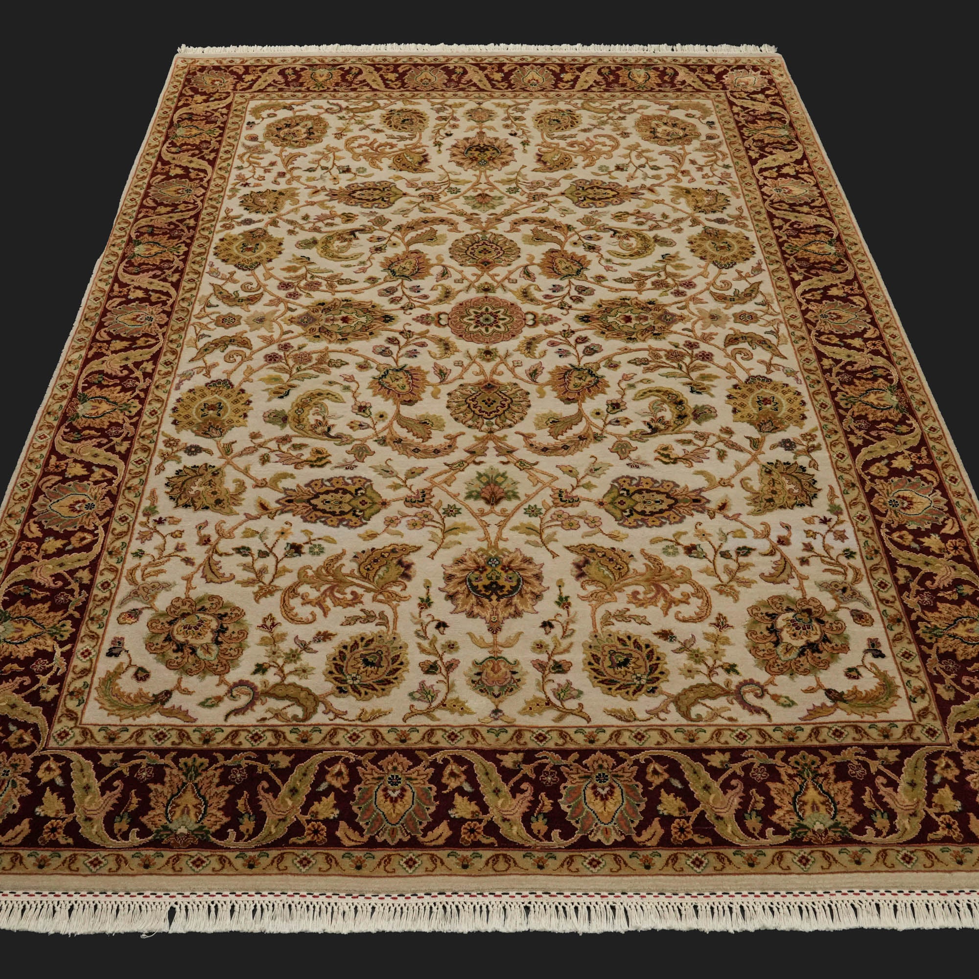 Jaipur Series Hand-Woven Silk Uşak Patterned Gray Carpet