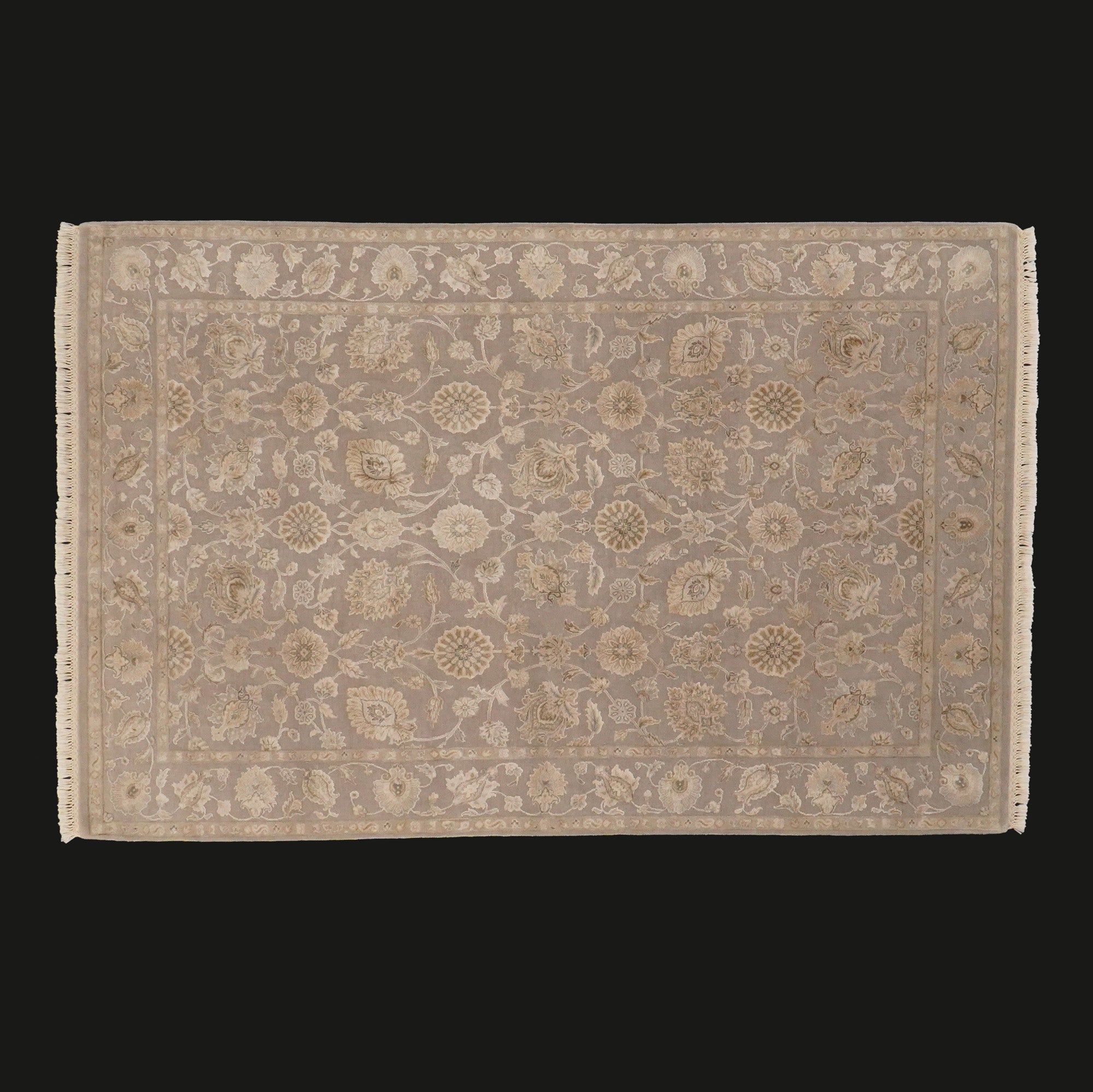 Jaipur Series Hand-Woven Silk Uşak Patterned Gray Carpet