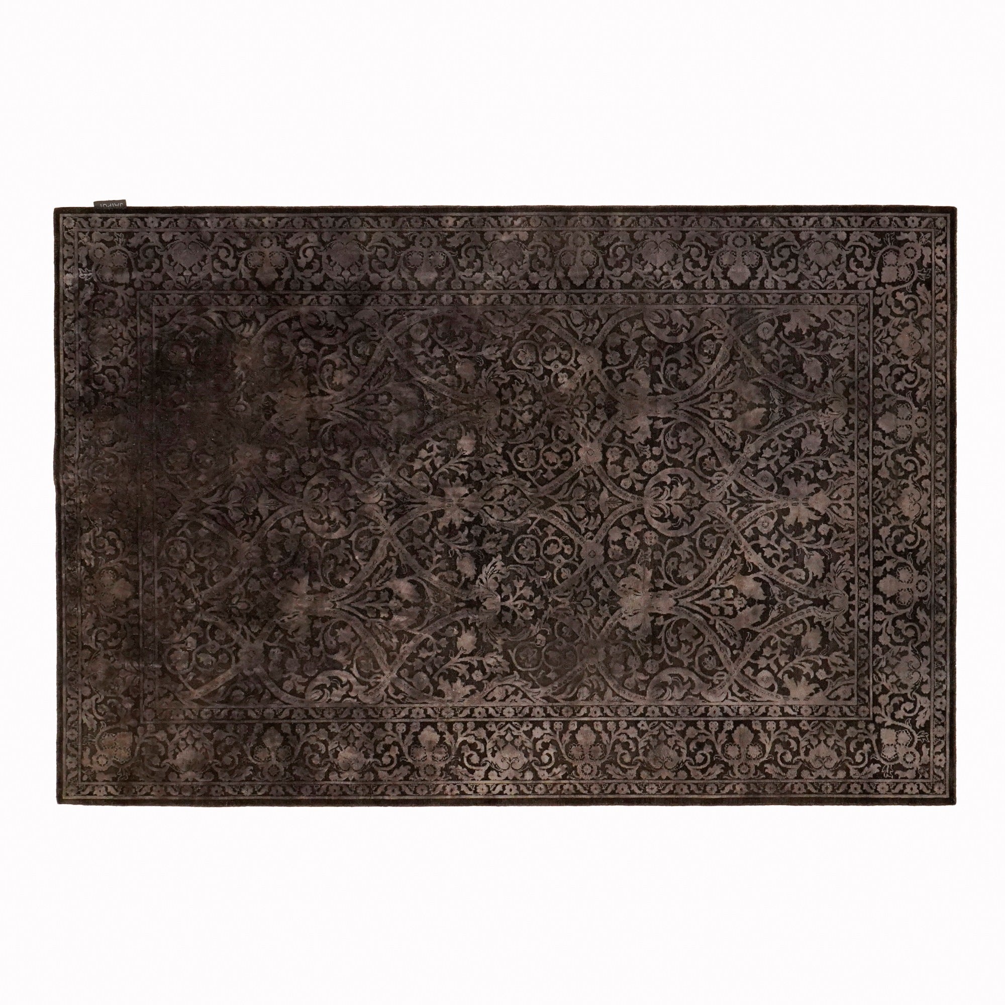 Jaipur Series Hand-Woven Uşak Patterned Wool-Silk Black Carpet