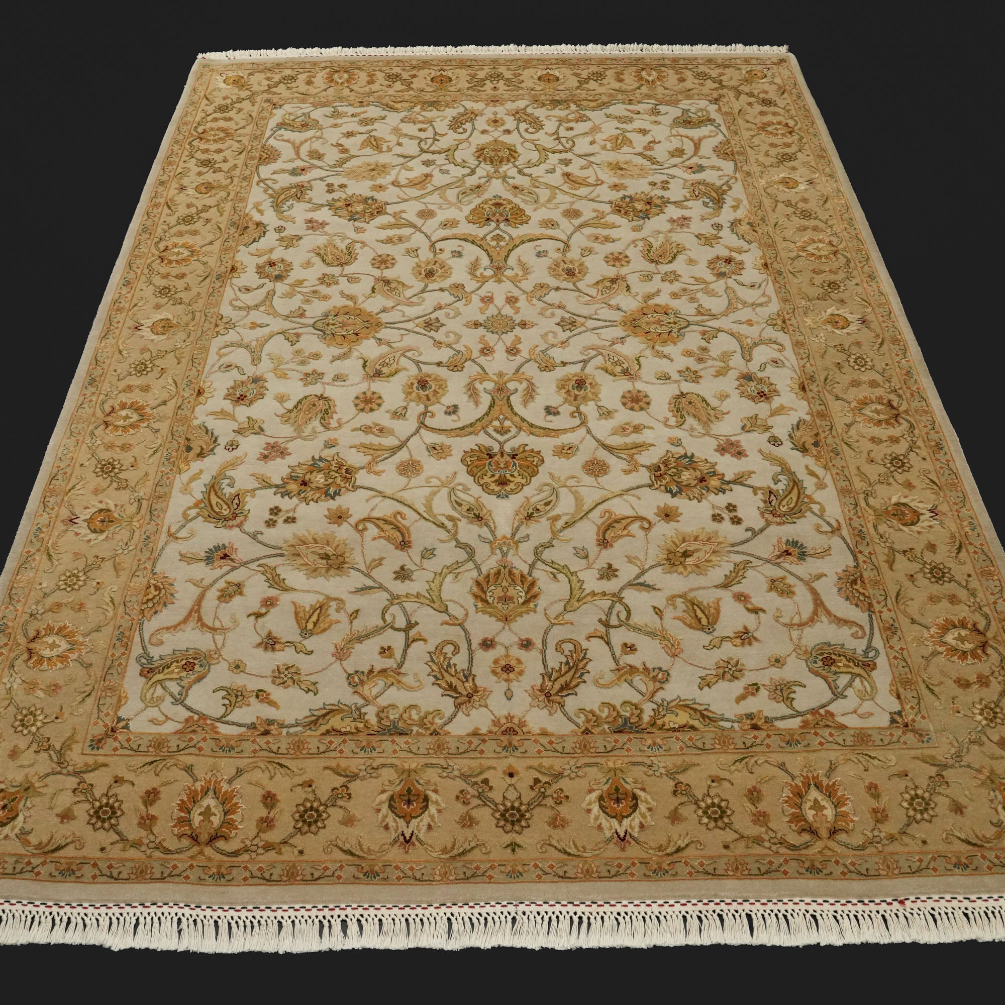 Jaipur Series Silk Hand Woven Uşak Patterned Gray - Gold Carpet