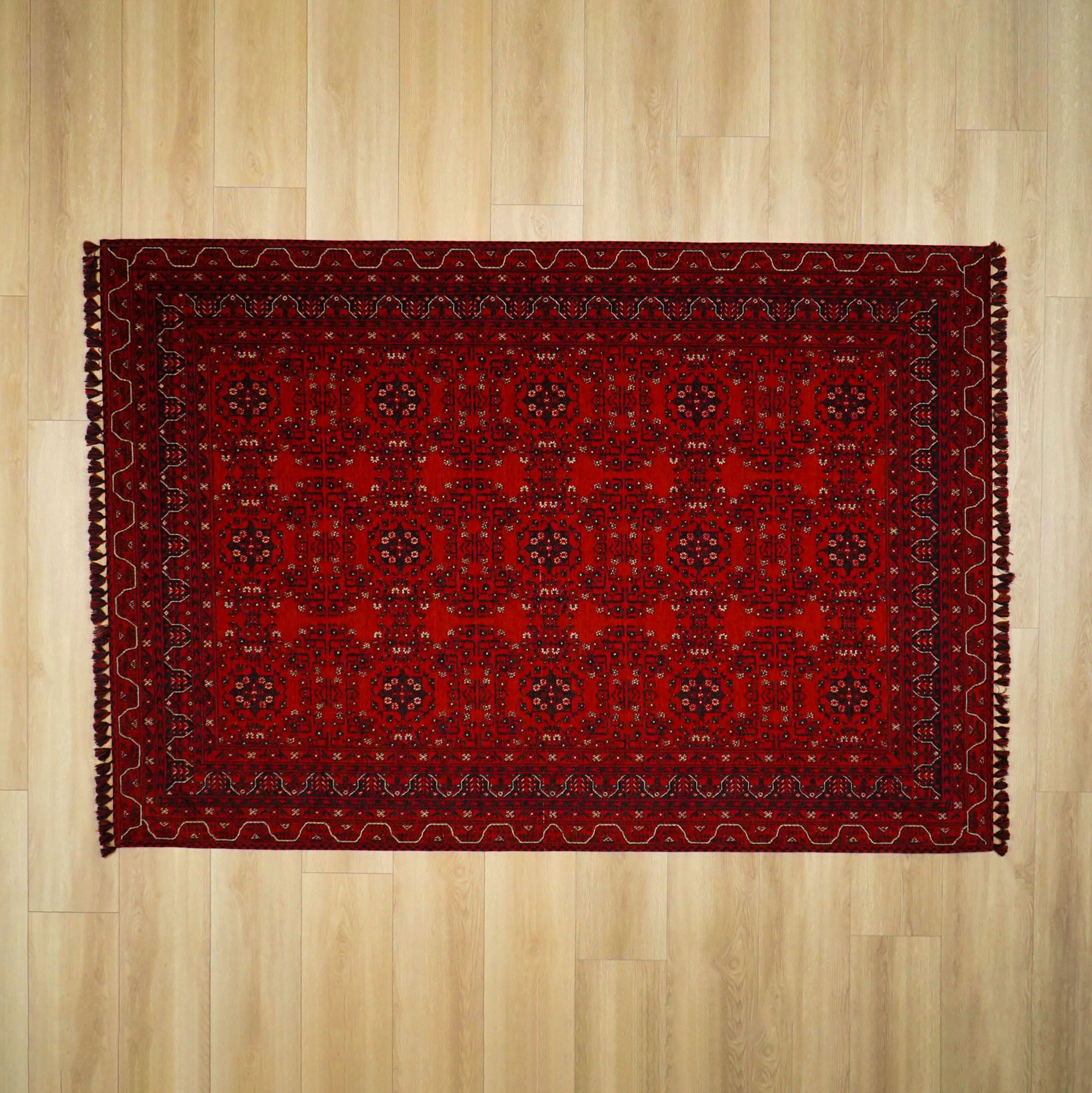 Amber Series Burgundy Red Machine Woven Afghan Patterned Acrylic Carpet