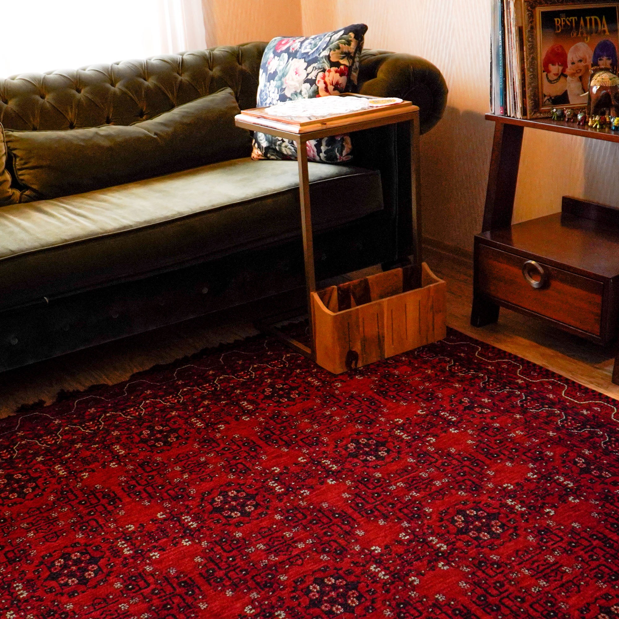 Amber Series Burgundy Red Machine Woven Afghan Patterned Acrylic Carpet