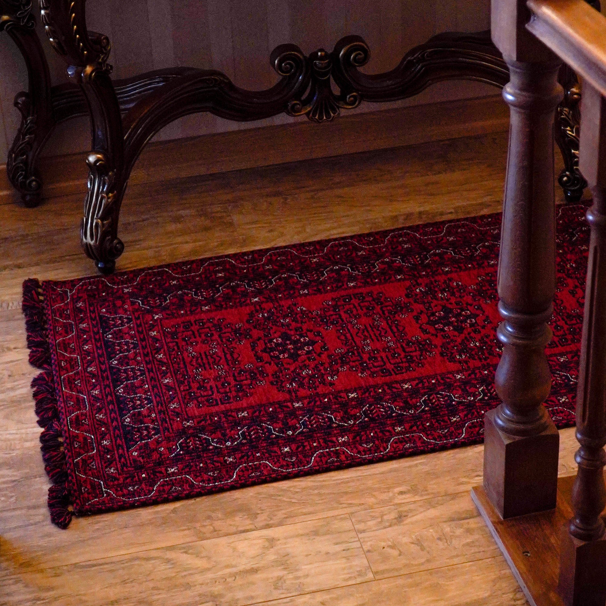 Amber Series Burgundy Red Machine Woven Afghan Patterned Acrylic Carpet