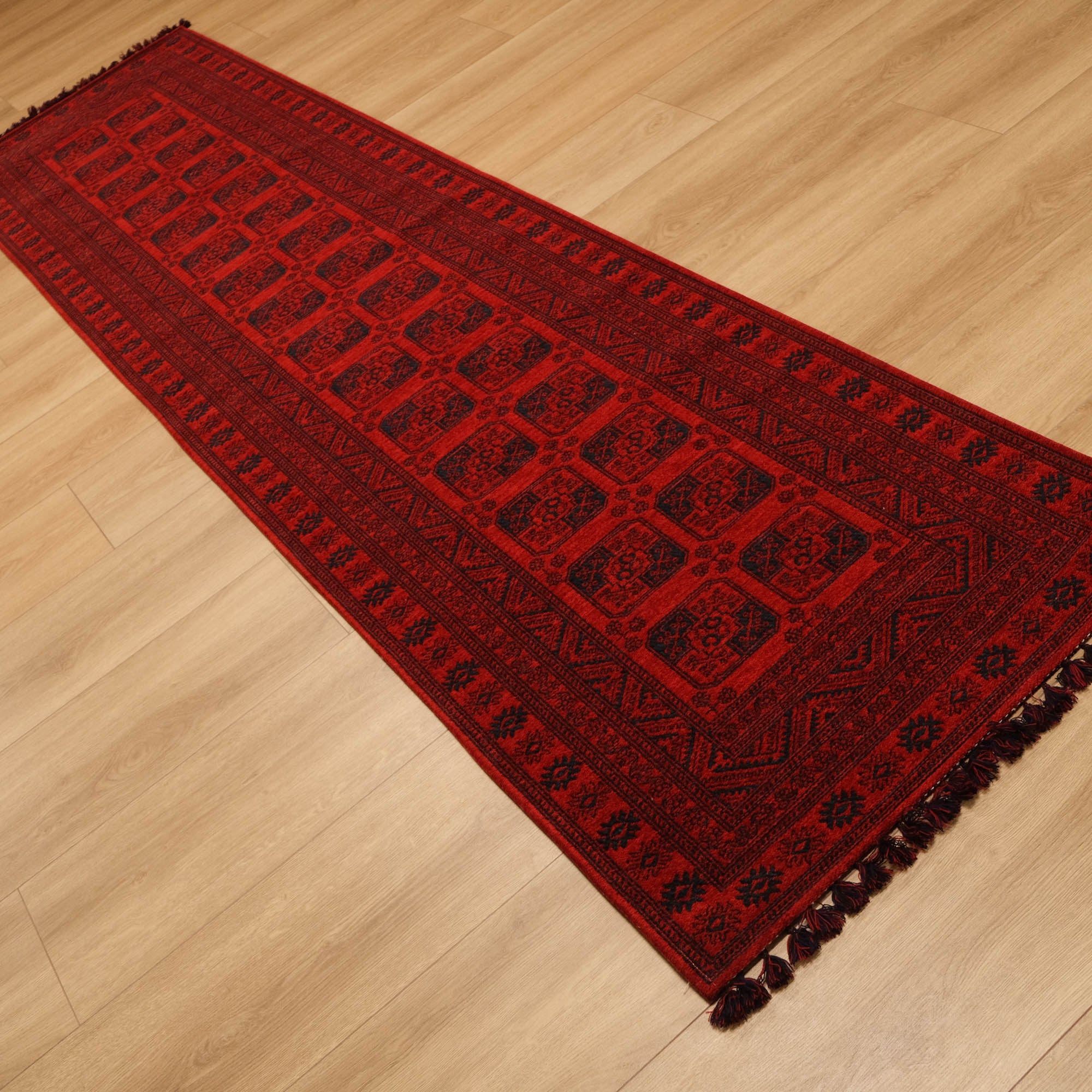 Amber Series Machine Woven Afghan Patterned Burgundy Acrylic Carpet