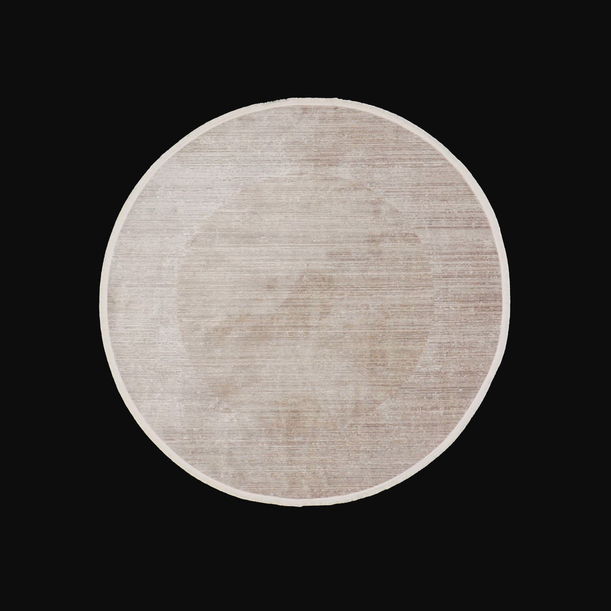 Lapis Series Frame Patterned Beige Round Carpet