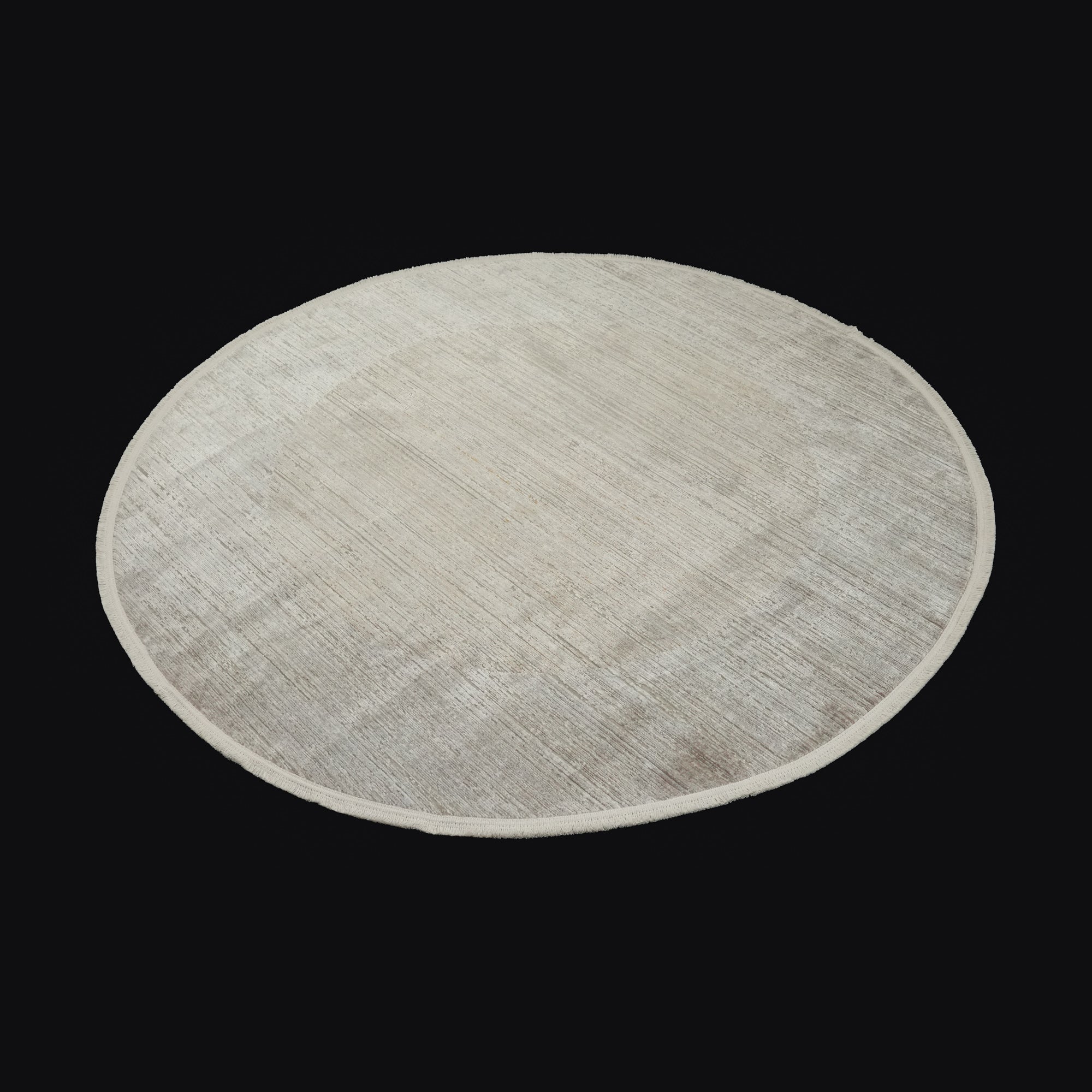 Lapis Series Frame Patterned Beige Round Carpet