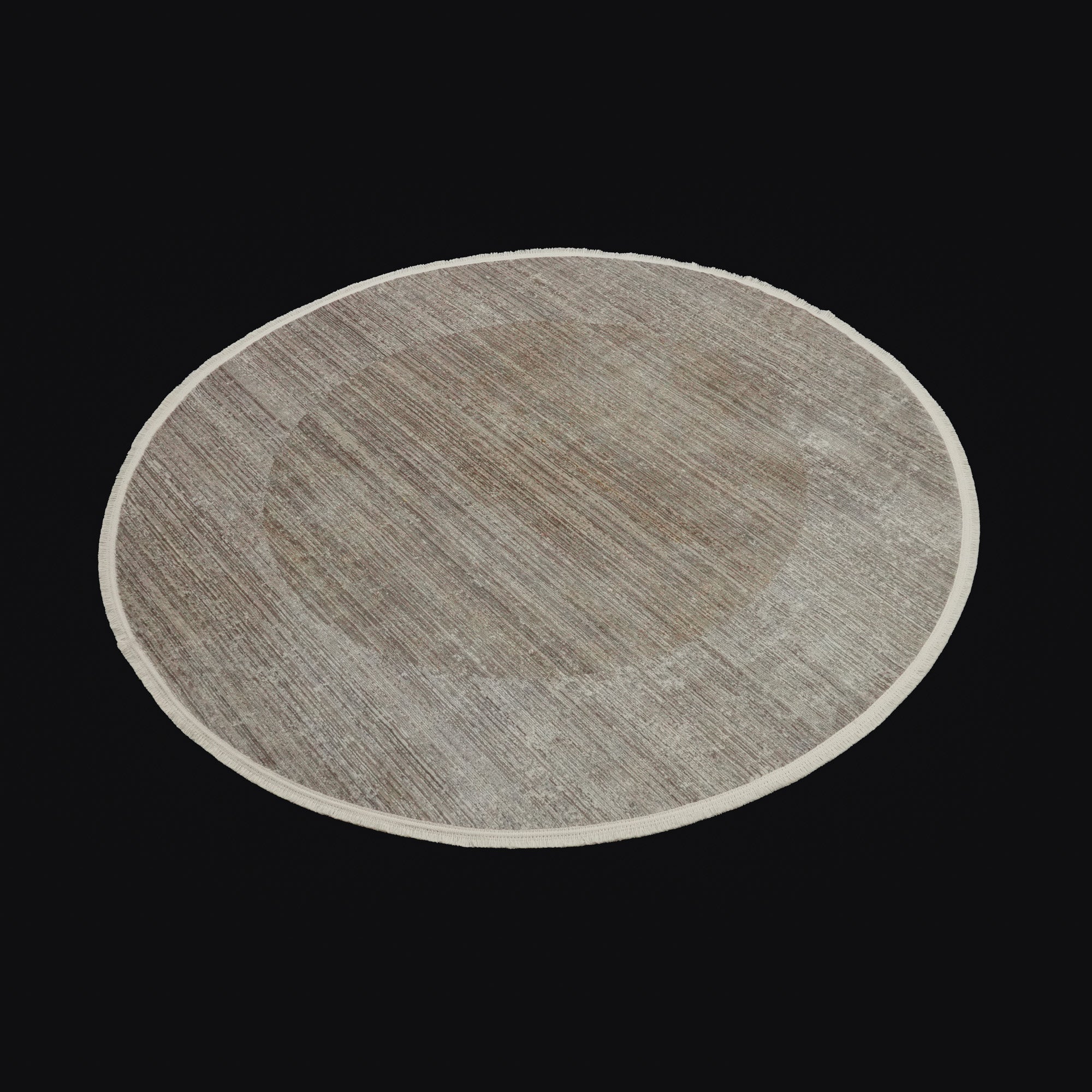 Lapis Series Frame Patterned Beige Round Carpet