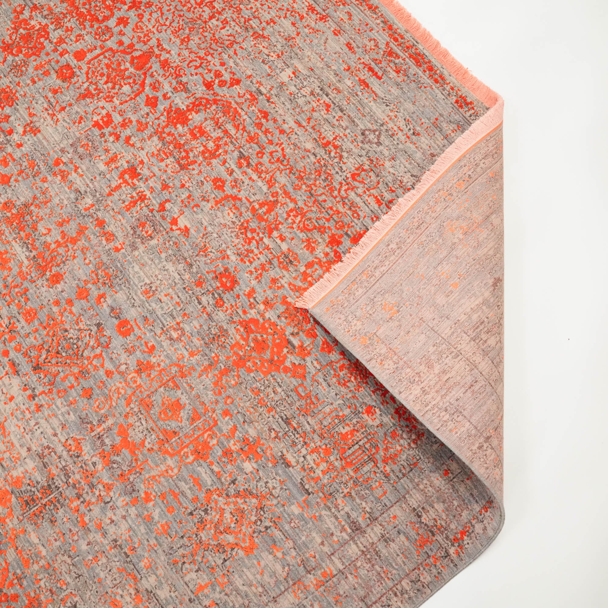 Lapis Series Vintage Patterned Viscose Orange Carpet