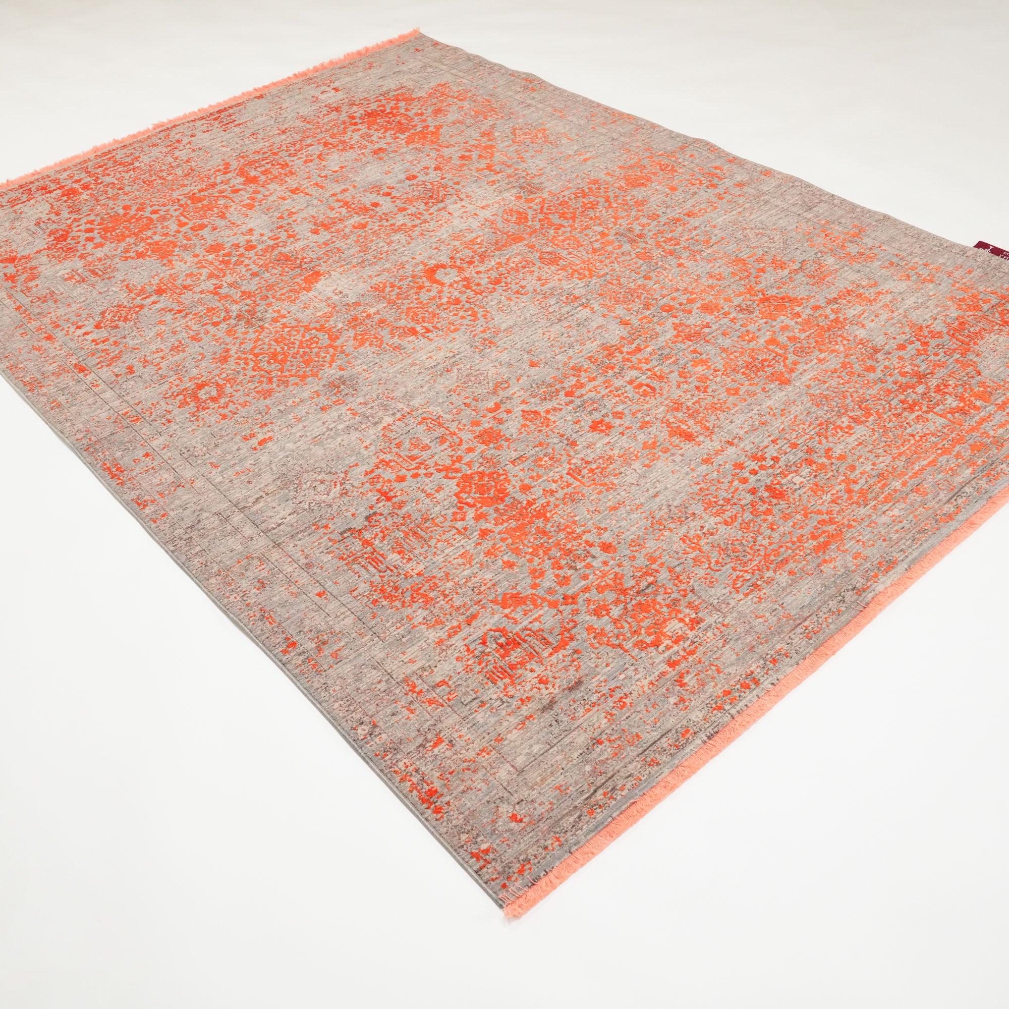 Lapis Series Vintage Patterned Viscose Orange Carpet