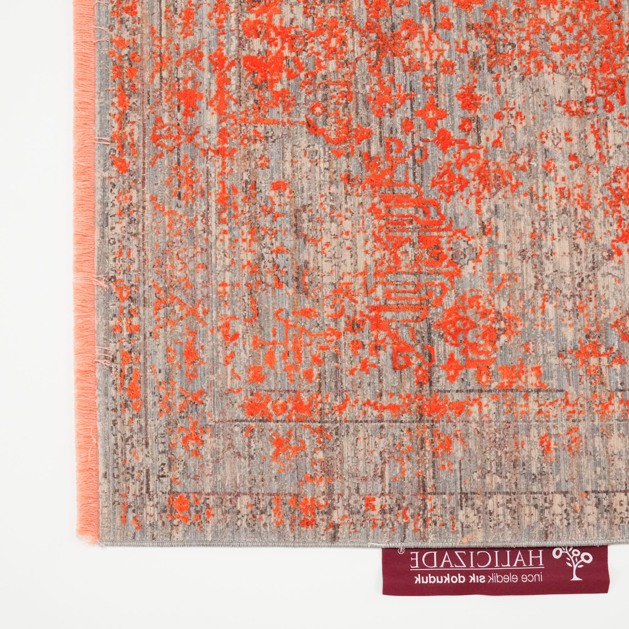 Lapis Series Vintage Patterned Viscose Orange Carpet