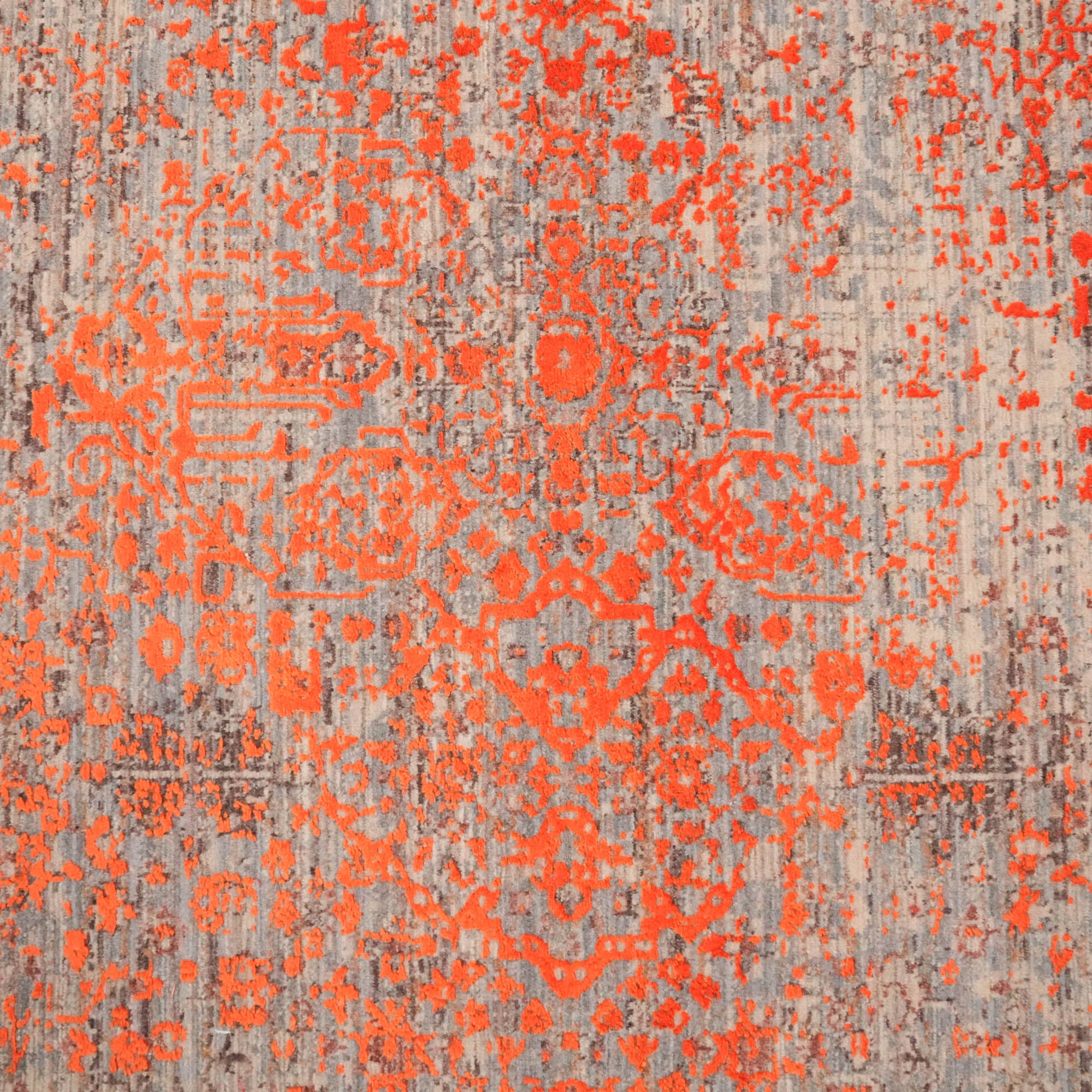 Lapis Series Vintage Patterned Viscose Orange Carpet