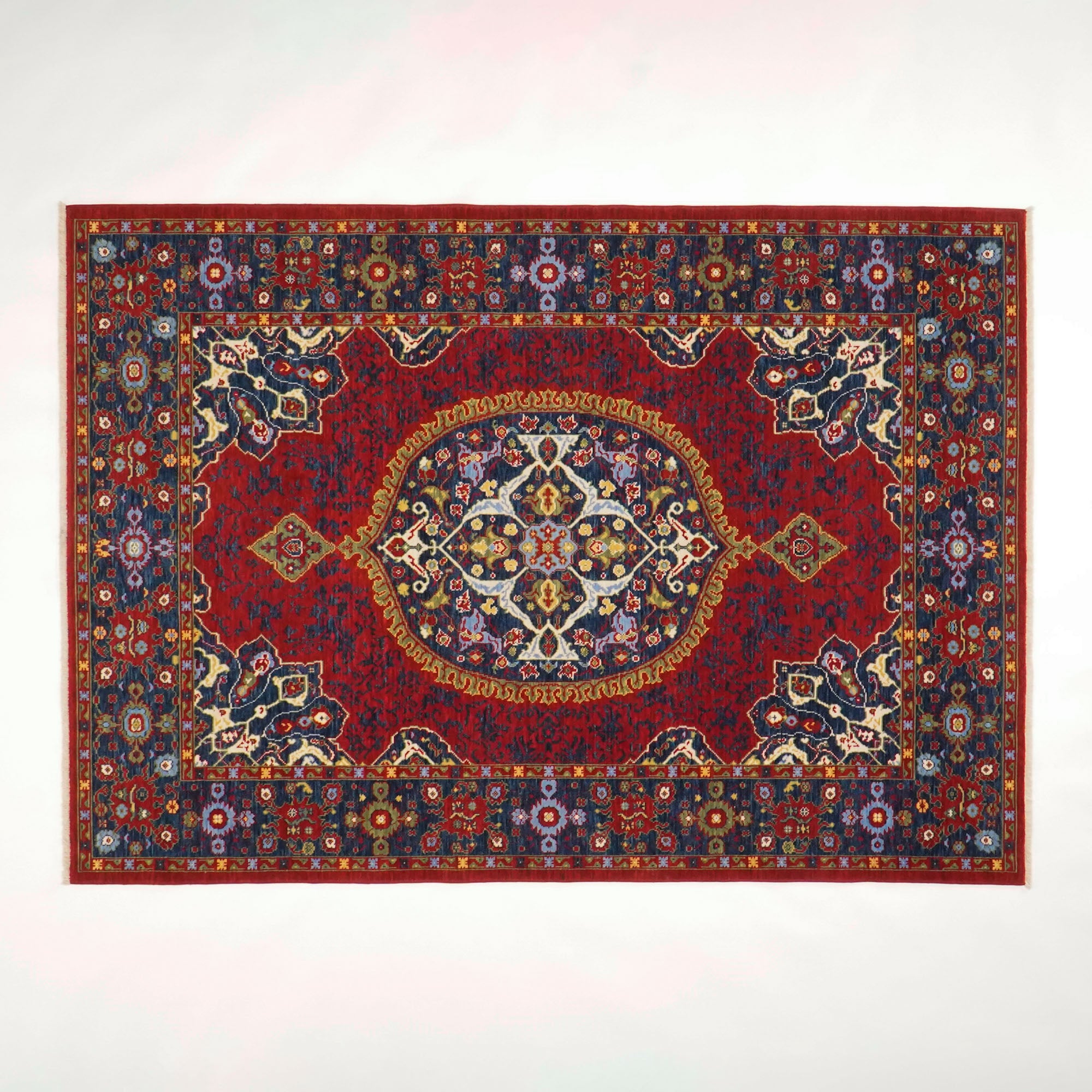 Tempus Series Medallion Patterned Red Wool Special Loom Carpet