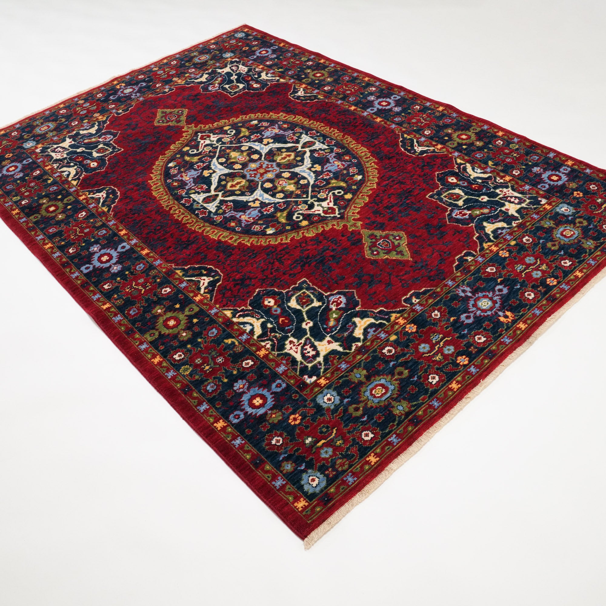 Tempus Series Medallion Patterned Red Wool Special Loom Carpet