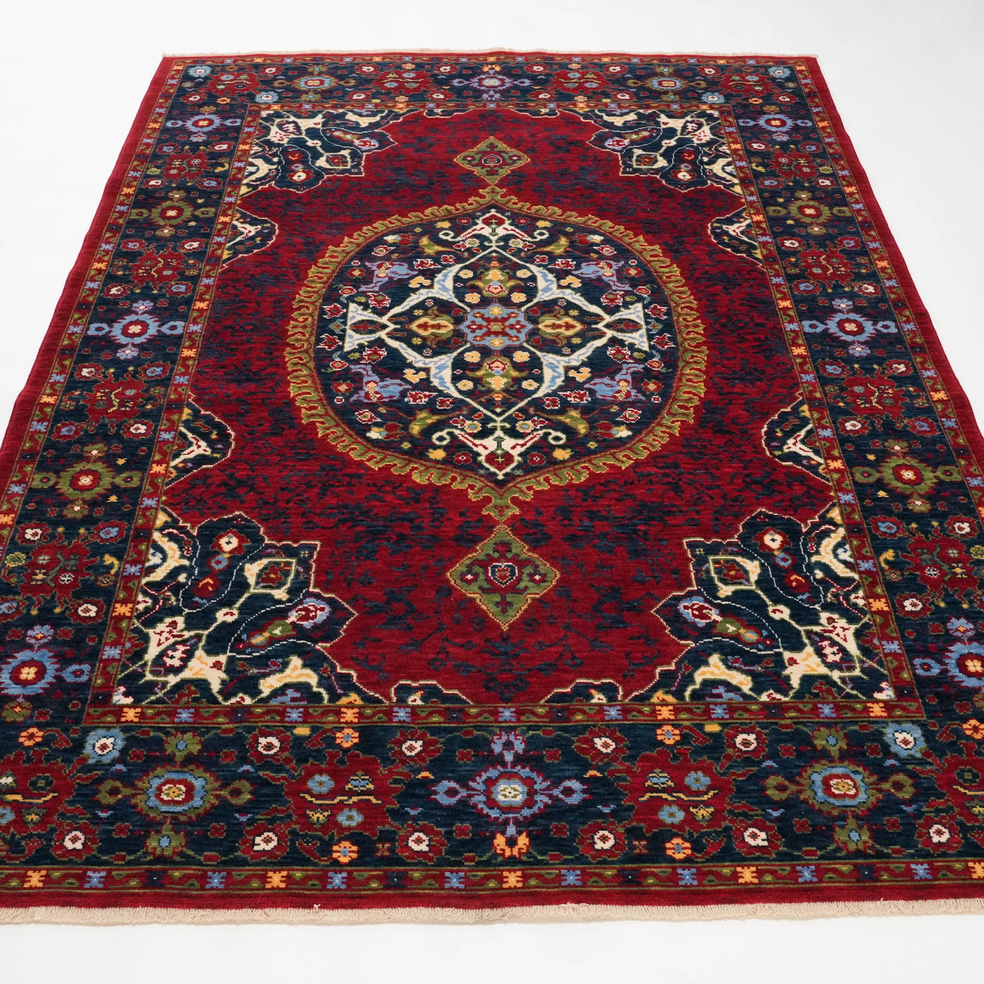 Tempus Series Medallion Patterned Red Wool Special Loom Carpet